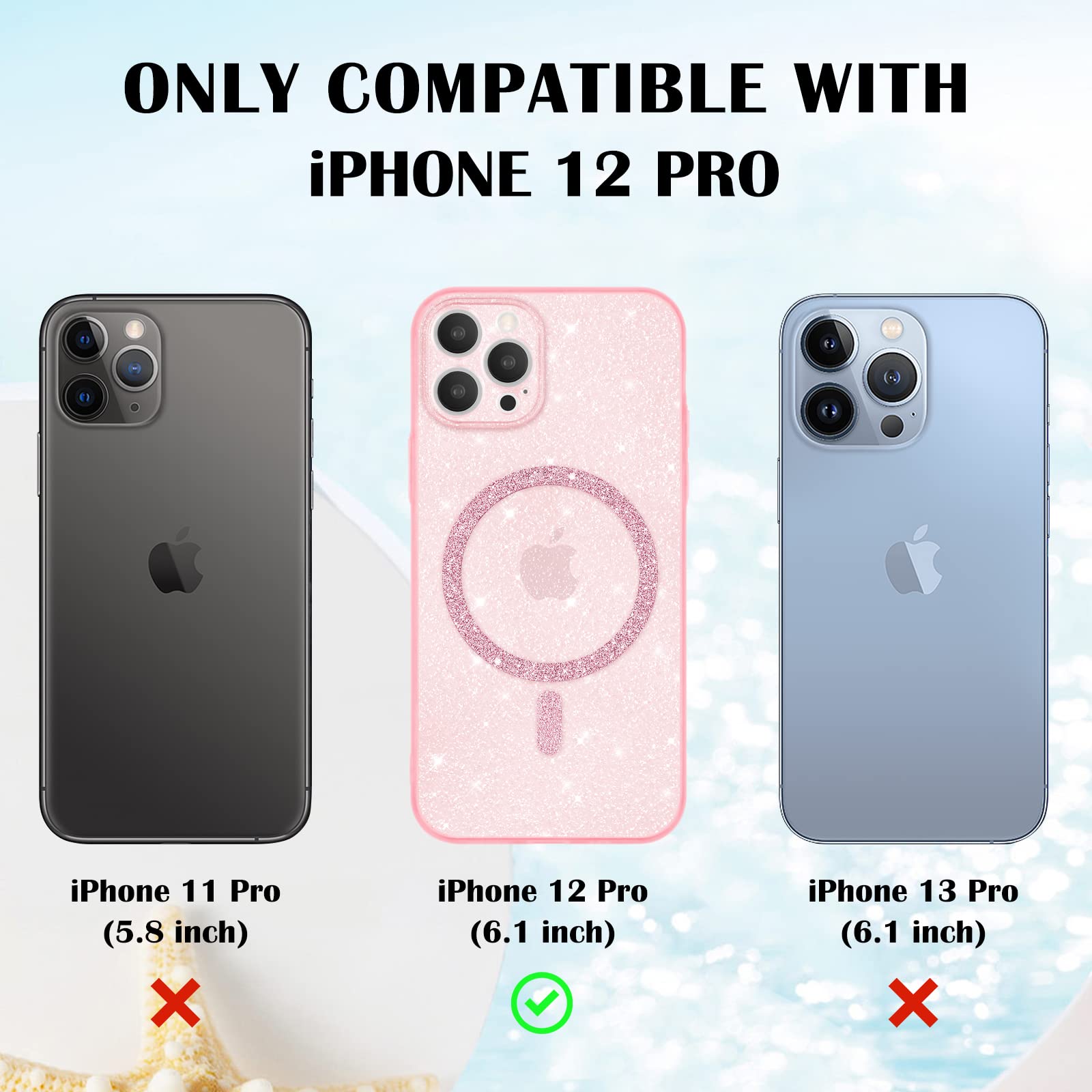 Newseego Coque IPhone 12 à Paillettes Pour Filles Femmes [Compatible