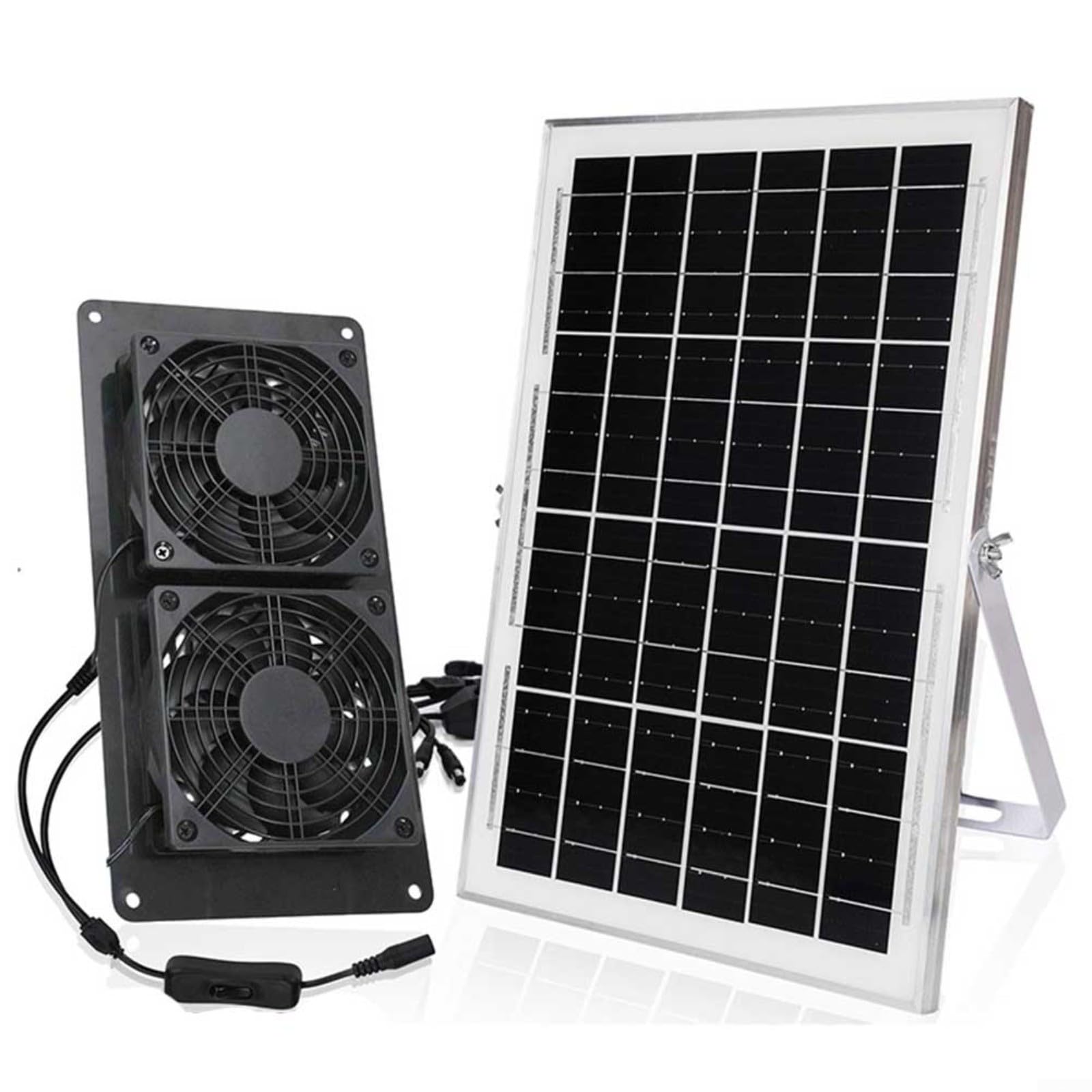 Kit ventola di scarico ad energia solare, 15 W/30 W, 430 CFM, motore brushless ultra silenzioso, pannello IP67, per serra, pollo, camper, capannoni, ventilazione, 20,3 cm (15 W)