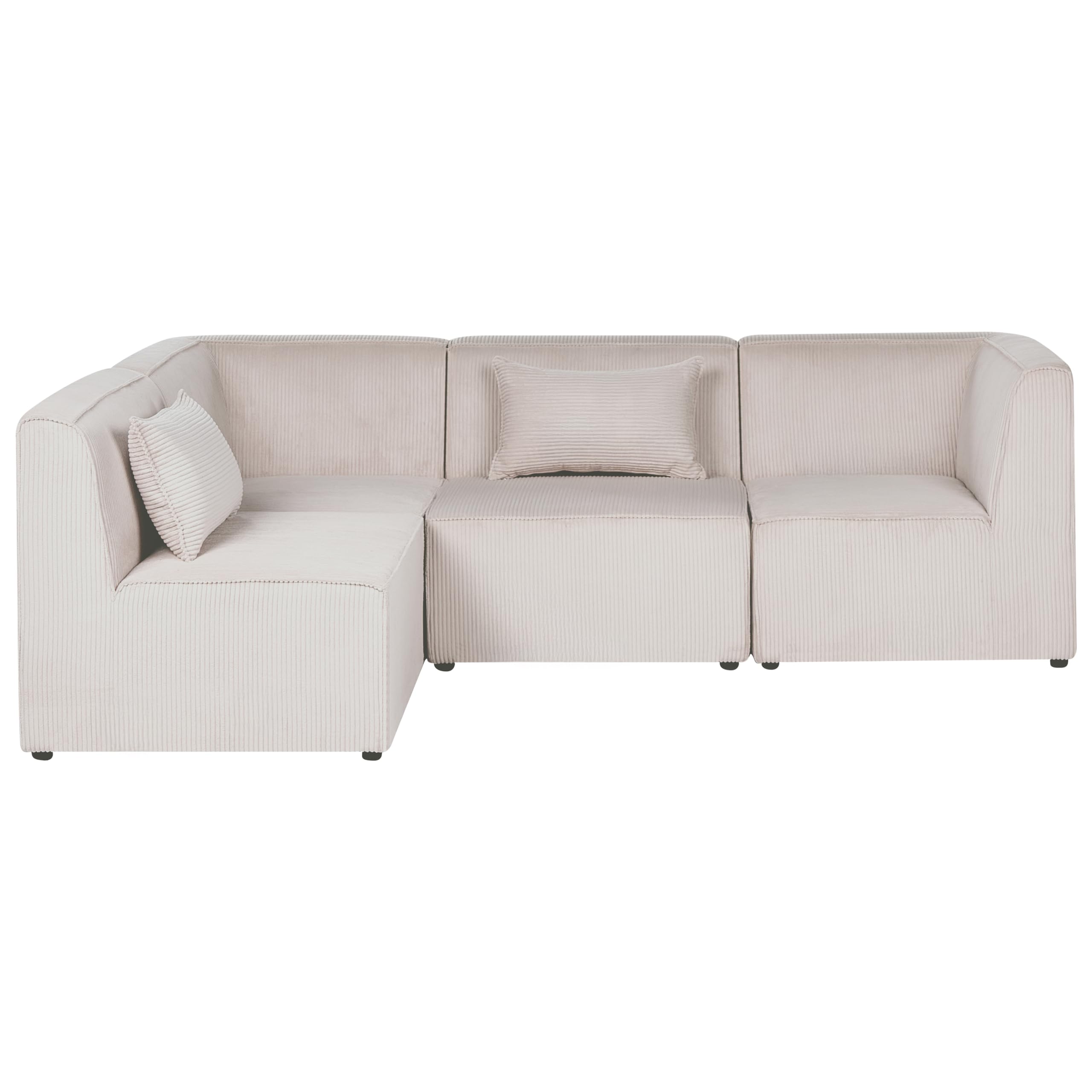 Sofa narożnik prawostronny modułowa 4-osobowa kanapa sztruksowa beżowy Lemvig