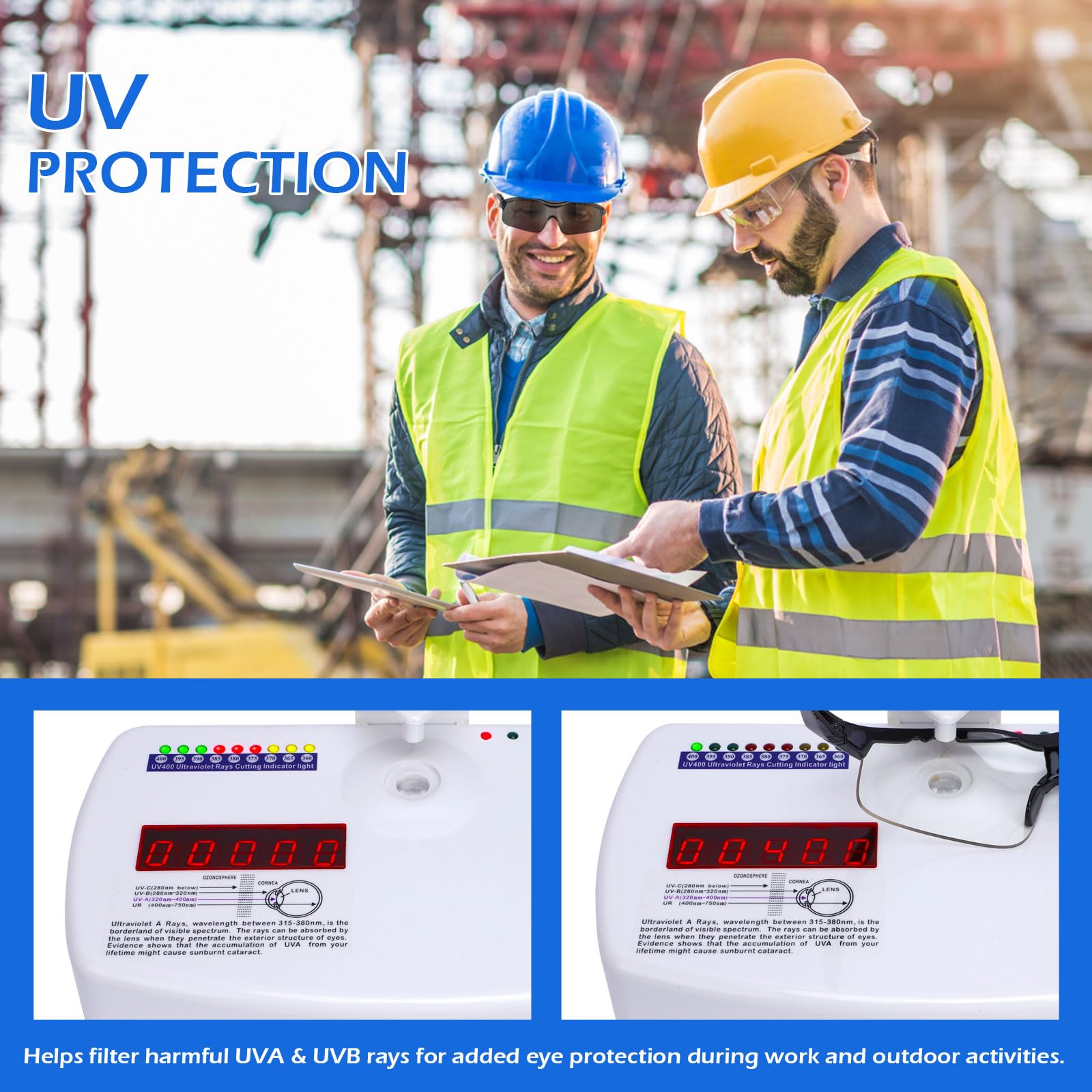 OXG Paquete de 12 gafas de seguridad antivaho para hombres, ANSI Z87.1 gafas de seguridad resistentes a los impactos, a los arañazos, protección ocular para el trabajo