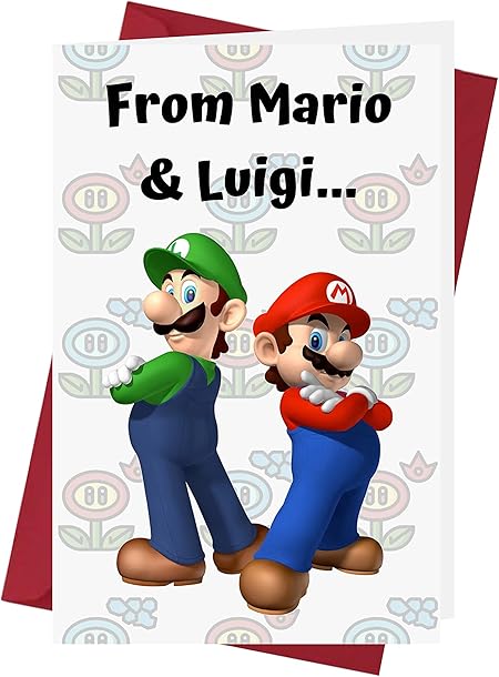 Amazon おもしろマリオブラザーズ バースデーカード メンズ レディース スーパーマリオファンのバースデーカード おもしろスーパーマリオバースデーカード 友人や家族 同僚などに 面白いマリオ ルイージのバースデーカード グリーティングカード 文房具