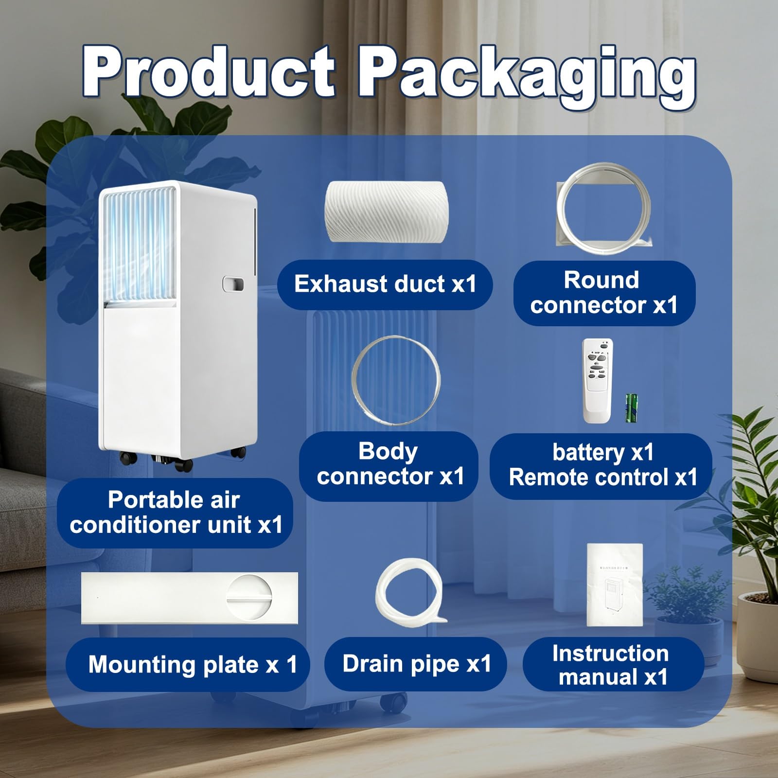 Climatizador Portátil 13000 BTU Silencioso para Hogar | Climatizador Portátil 13000 BTU con adjustment Remoto, Temporizador 24H y Modo Sueño para Mayor Comodidad(Model A)