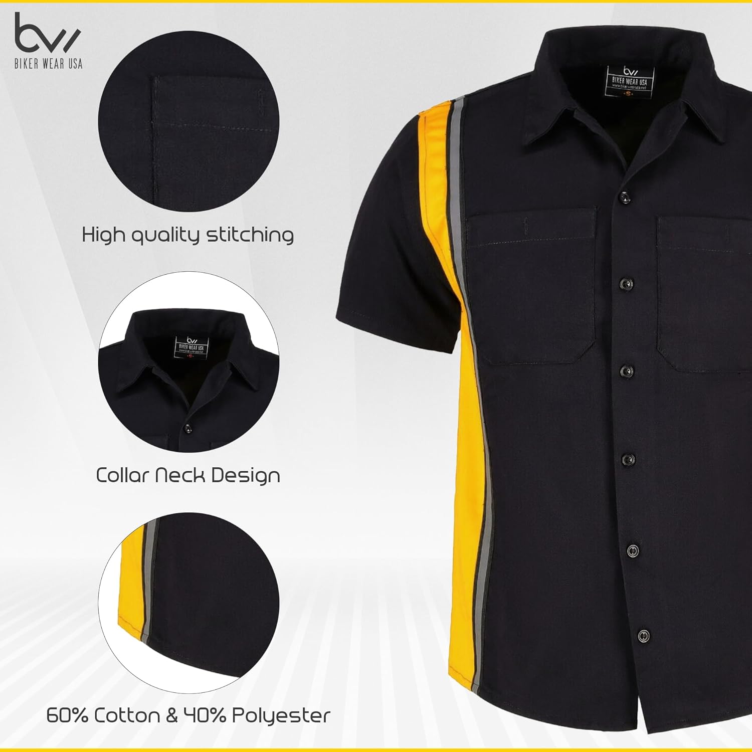 Men’s Work Shirt- Mechanical/Industrial Work Shirt with Vertical Reflective Lining - Image 4
