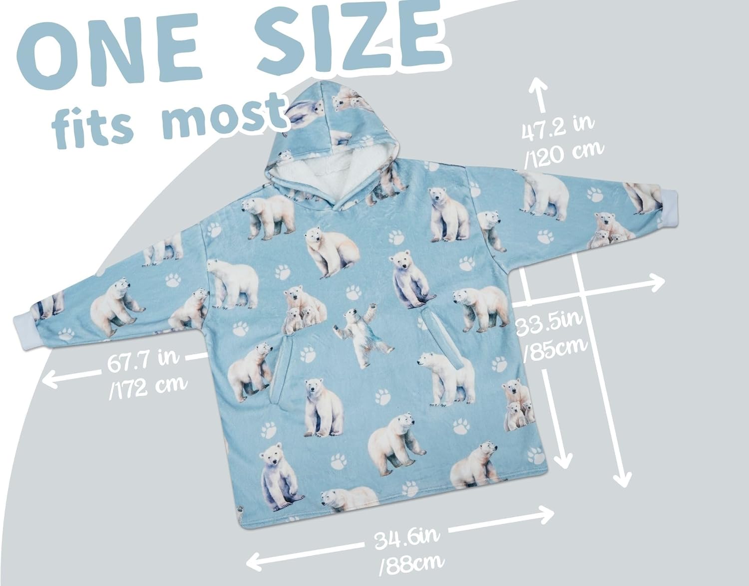 Polar Bear Gifts for Men Women, Blanket Hoodie for Friends, Coworkers on Birthday, Christmas, One Size