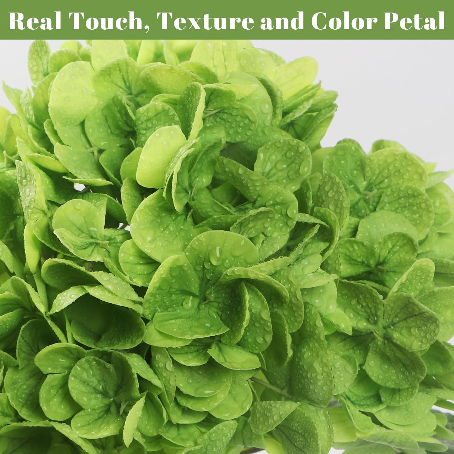 Kmise Hydrangea Artificial Flowers, 22” Real Touch Lifelike Latex Hydrangeas, Large Faux Hydrangea for Home Decor Wedding Bouquets, LightGreen and Green, 4pcs