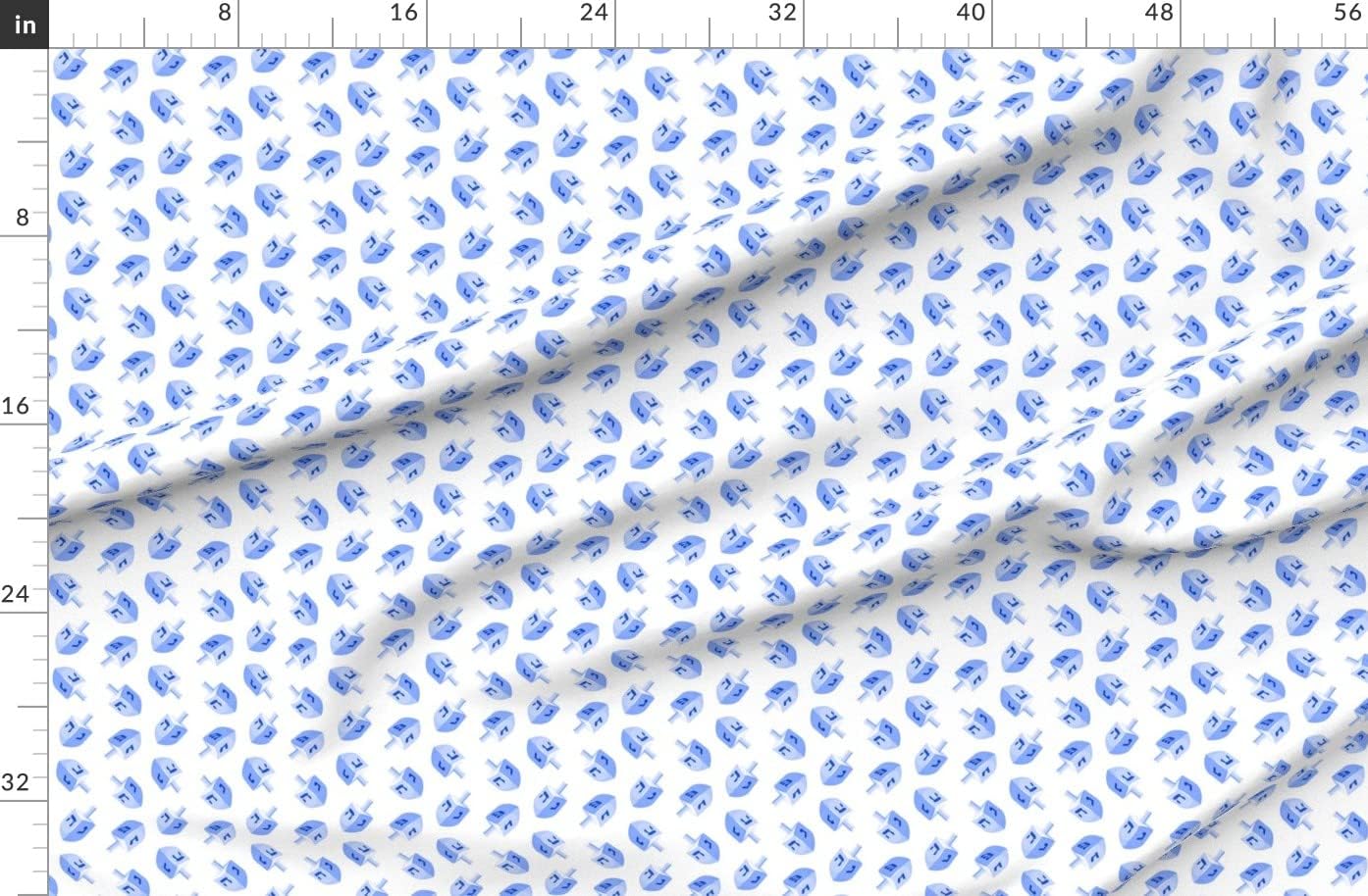 Spoonflower Fabric - Blue White Hanukkah Trendy Holiday Printed on Organic Cotton Sateen Fabric by The Yard - Sewing Quilting Apparel Home Decor