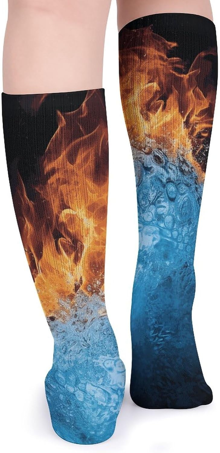 5-Pack Knee High Socks, 15.7 Inch Breathable Casual Socks Ice Fire Stockings for Men Women
