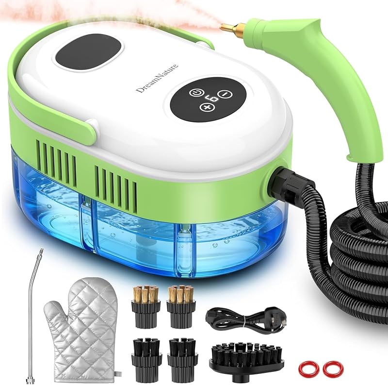 Limpiador a vapor 10 en 1, vaporizador resistente de alta temperatura y alta presión para limpieza con calentamiento rápido de 10 s, limpiador a vapor portátil de tanque grande de 37.19 oz para automóvil, hogar, piso, cocina, alfombra y más