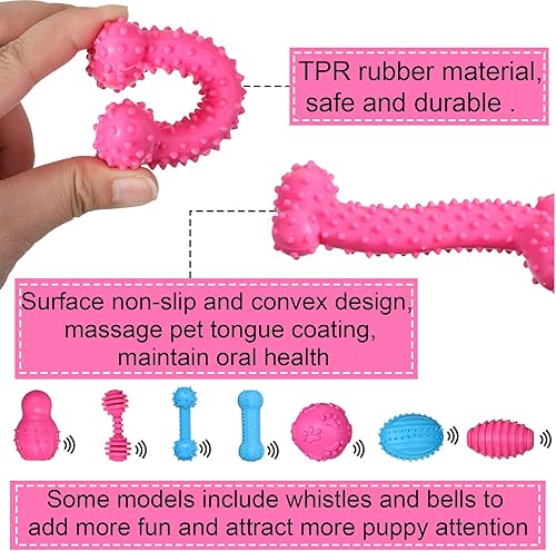 Miniatura 3 de Sanwuta Paquete de 30 juguetes para cachorros, juguetes masticables para la dentición, juguetes lindos para perros, juguetes suaves para masticar,