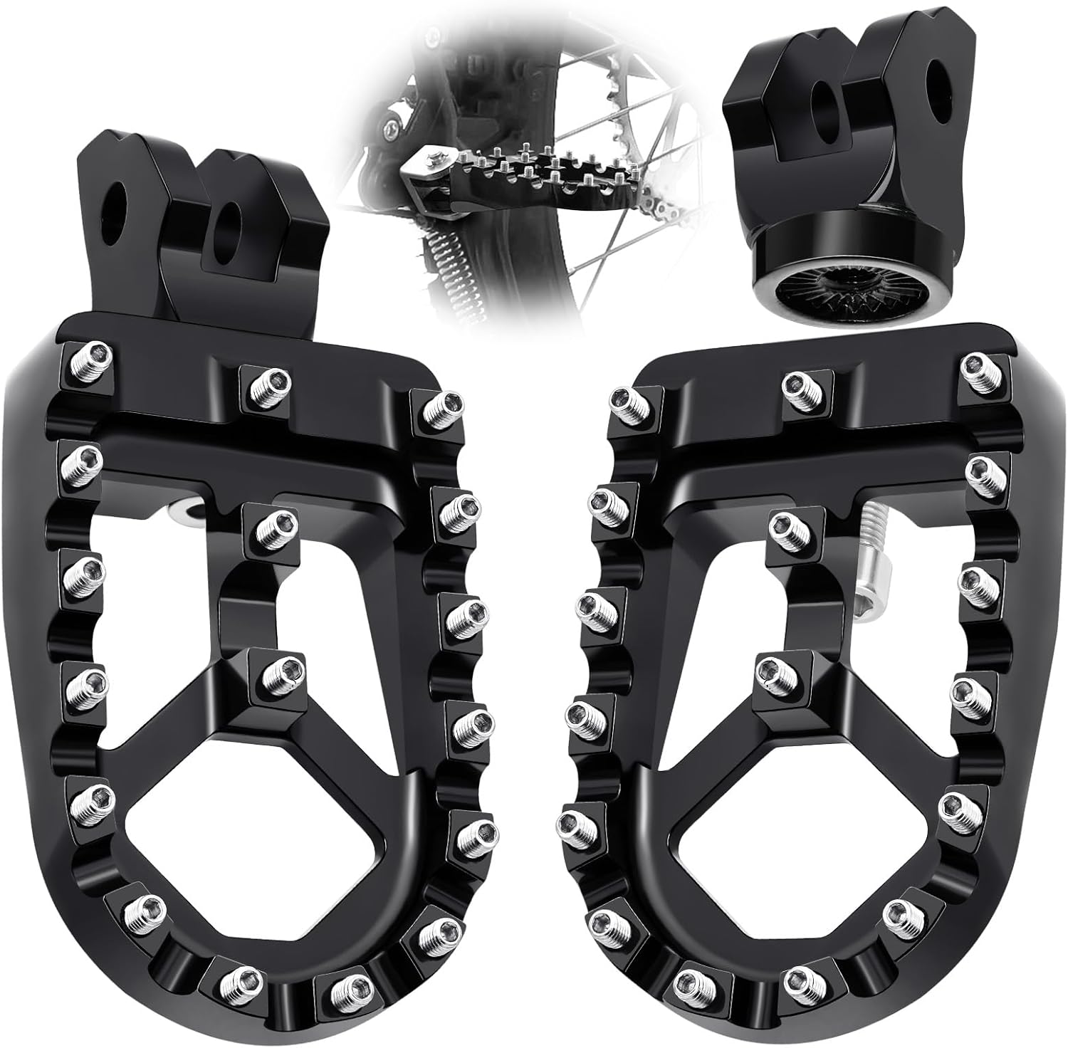 PBYMT Dirt Bike Foot Pegs, A3 Steel & Aluminium Footpegs Foot Rest Pedals Fit for Surron Sur Ron Light Bee S/X Segway X260 X160 Talaria Sting MX3 MX4 Talaria XXX Taparia Black
