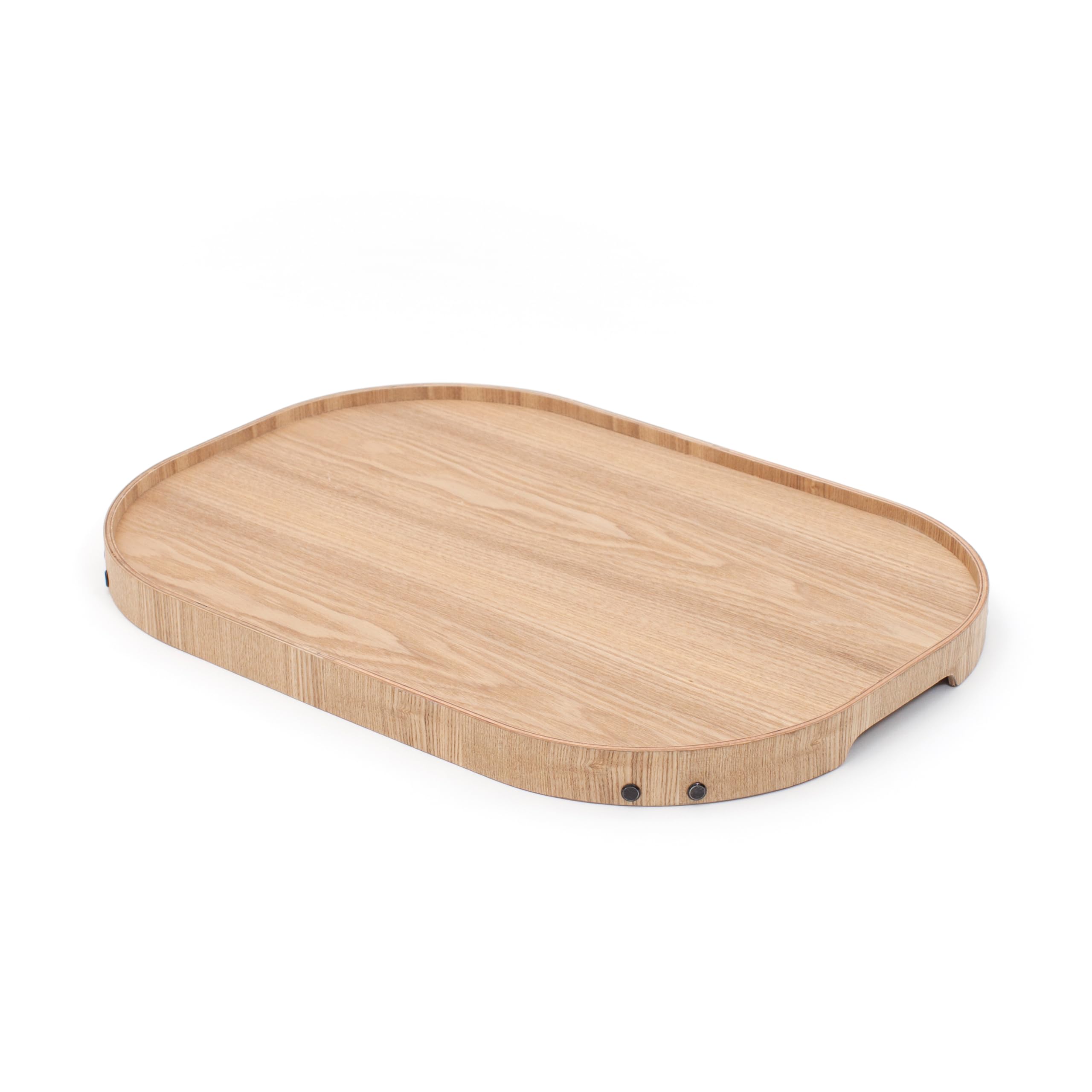 CurveLine Plateau de lit en frêne naturel, antidérapant, pieds pliables et poignées intégrées, 58 x 34 x 21 cm