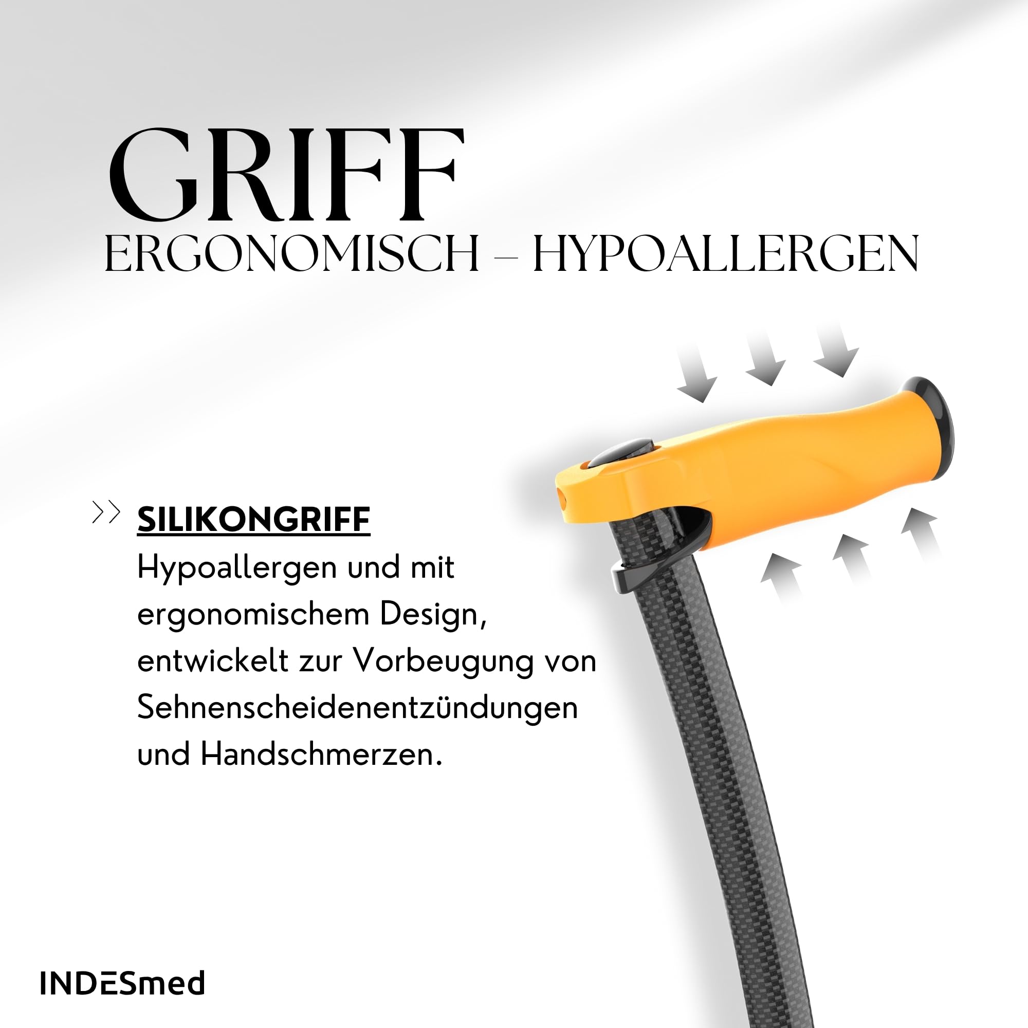 INDESmed 100% Carbon Gehstock | Luxus Gehstöcke für senioren verstellbar mit ergonomischen Griff für Damen & Herren - Leichteste Spazierstock der Welt - 3 Lagen Legierung