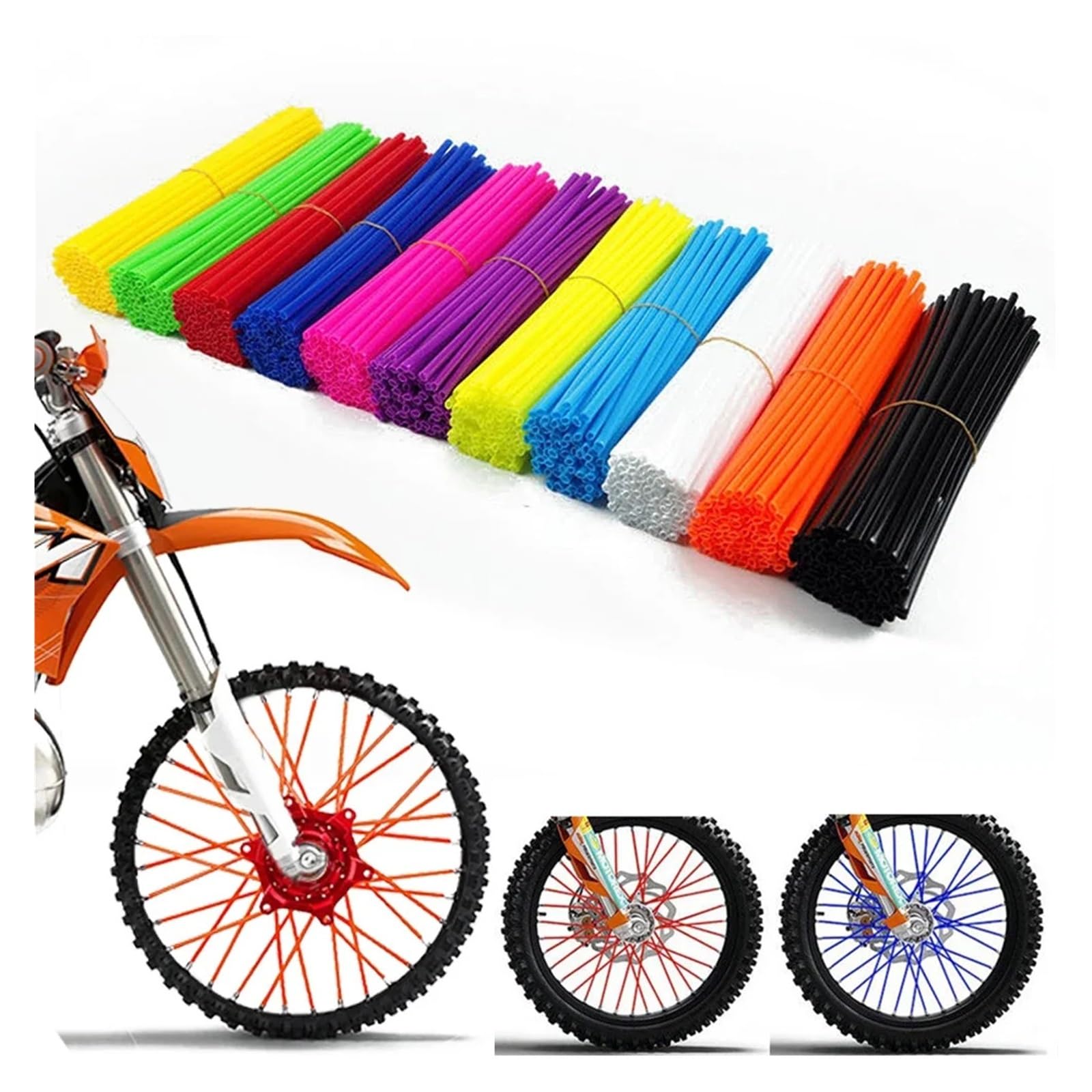 jiningxinxin Motorcycle Wheel Rim Spoke Wrap 36pcs Kit Skin Cover 6.7 Inch Compatible With MX Motocross Dirt Pit Bike(Black)