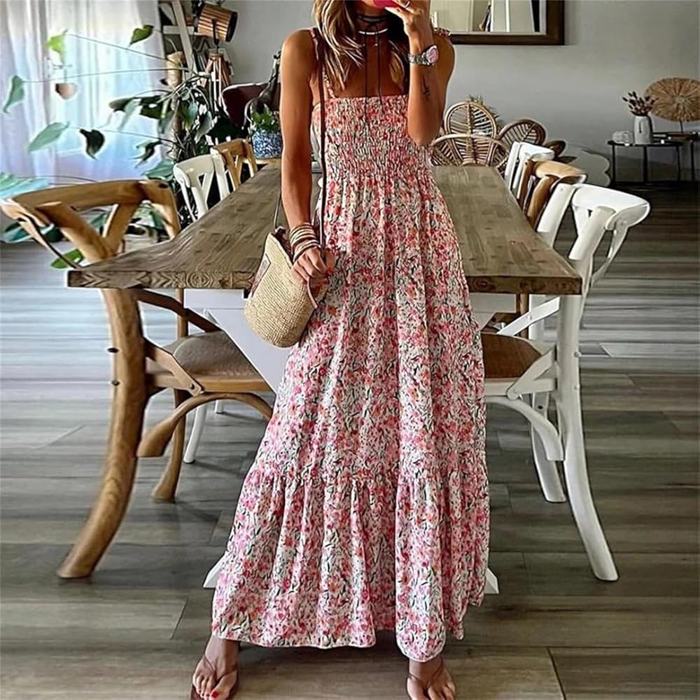 Women's Backless Beach Dress Summer Maxi Dress Loose Casual Ruffled A-Line  Dress at Amazon Women's Clothing store