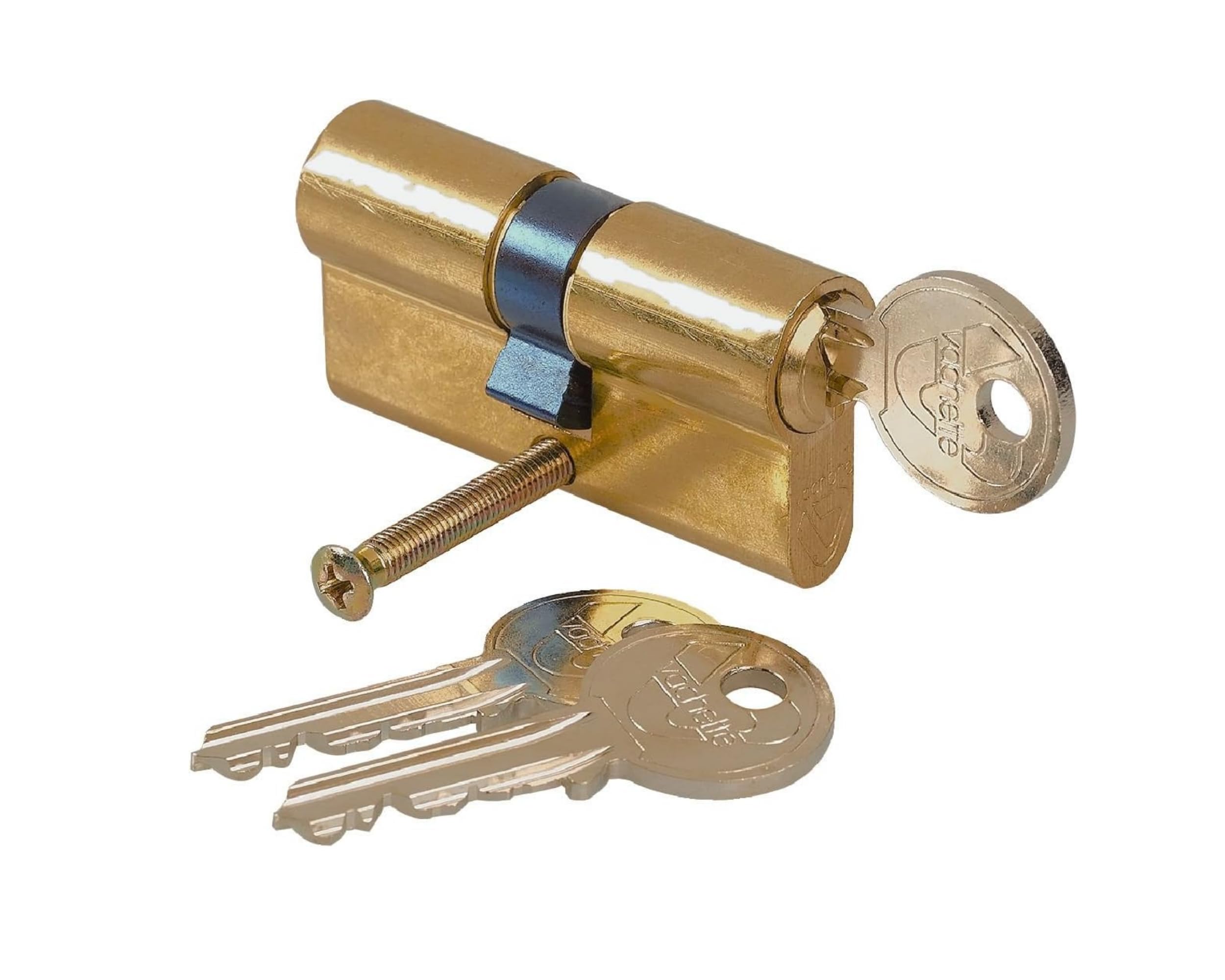 Vachette Cylindre de serrure Mécanique FIRST pour Porte - Double Entrée 30x80mm - Finition Laiton