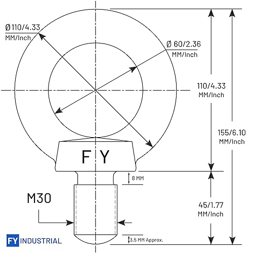 Miniatura 14 de Perno de ojo de elevación del hombro de la maquinaria del acero inoxidable (M8, 5 artículos)