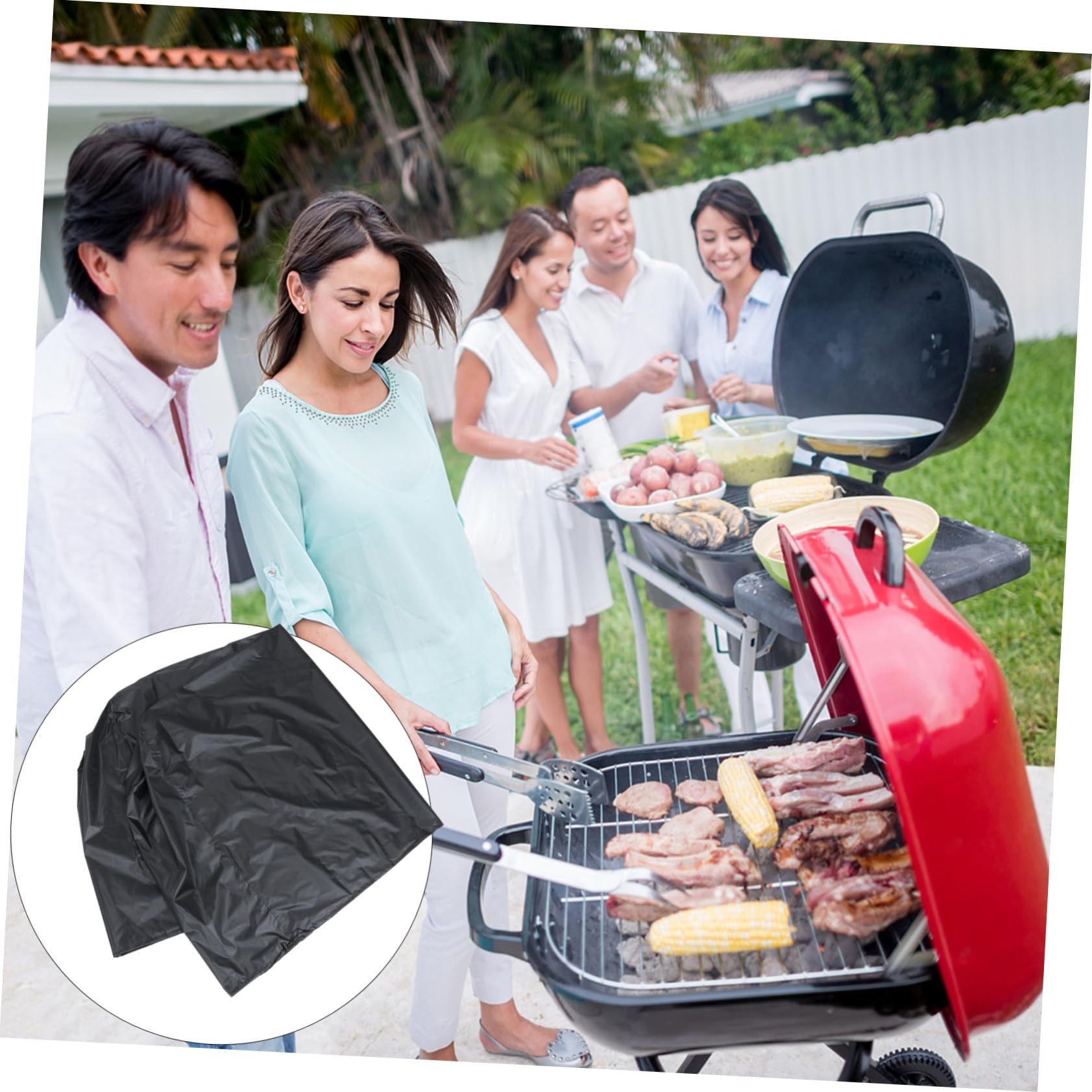 Didiseaon Copertura Protettiva per Barbecue Quadrata Realizzata in Poliestere Antistrappo per Esterni Protegge dal Pioggia e Vento