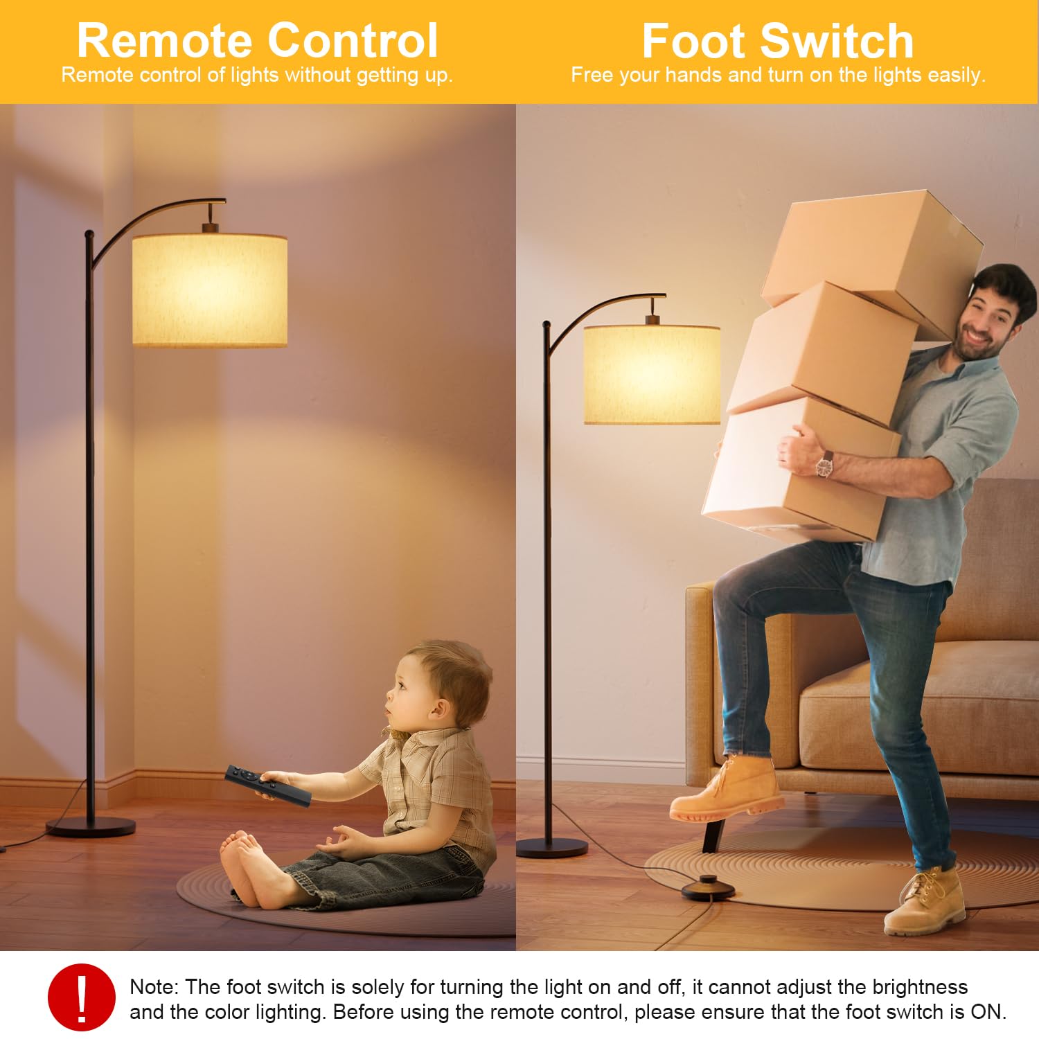 GLUROO Lampada da Terra con Telecomando,Piantana con 3 Cambiamenti di Colore,Luminosità Continua,Lampada da Pavimento con Lampadina Dimmerabile da per Soggiorno,Camera da Letto,Ufficio