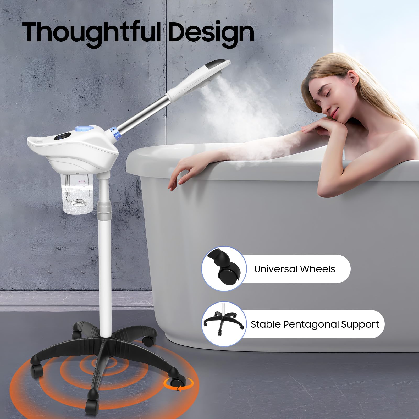 MINRS Vaporizzatore viso Studio cosmetico sauna viso vaporizzatore con ugello girevole a 360 gradi per la pulizia profonda del viso