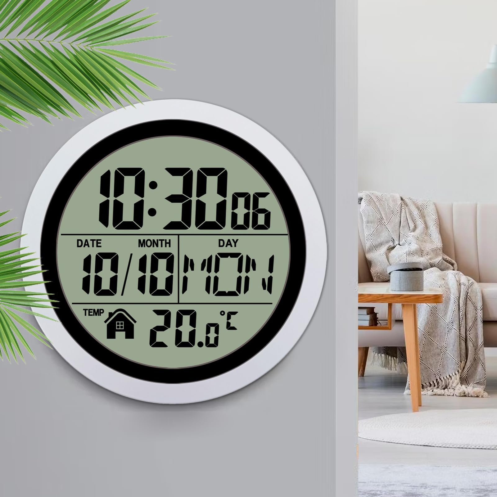 Orologio da parete per bagno Display LCD Con Temperatura E Data,