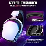 Casque de jeu sans fil pour PS5 PS4 PC Switch Mac, RGB Casques avec 7.1 Son surround, Bluetooth 5.4, 60H Batterie, antibruit Mic & 50mm Conducteurs