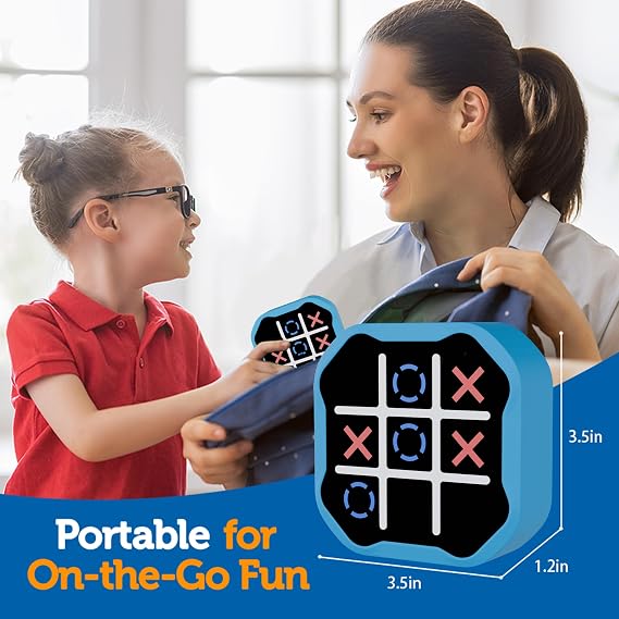 3-in-1 Electronic Tic Tac Toe Toy, Family Travel Game for Kids and Adults, Handheld Game Gift with Silent Mode