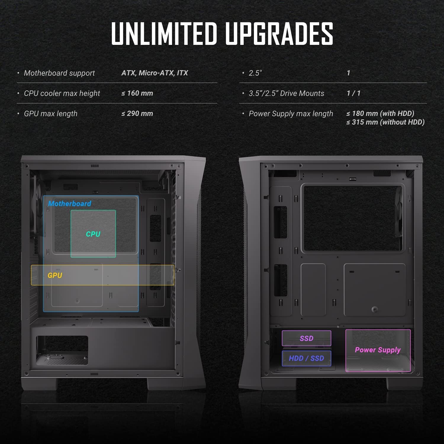 ANTEC NX Series NX360, pannello frontale in rete ad alto flusso d'aria, 4 ventole da 120 mm incluse, pannelli laterali in vetro temperato, supporto radiatore da 360 mm, case da gioco Mid-Tower ATX