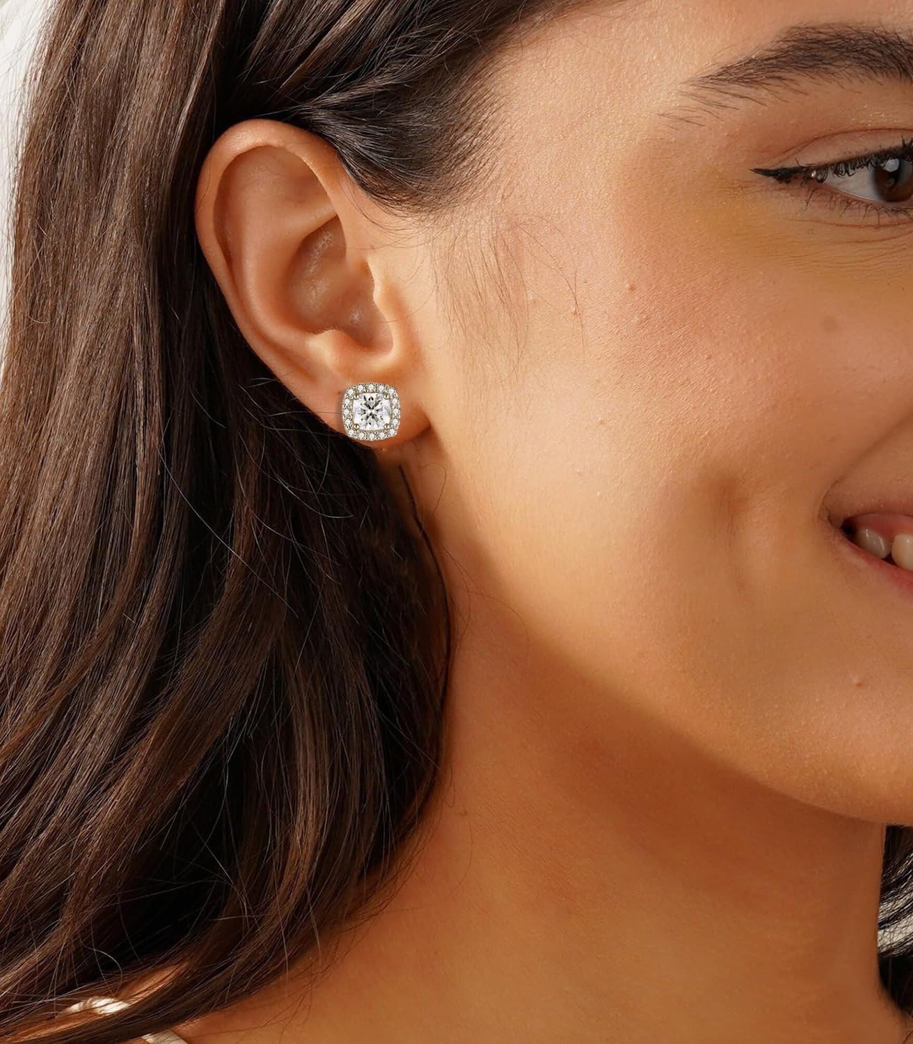 Moissanite Stud Earrings D Color VVSI Lab Created Moissanite 925 Sterling Silver Halo Earrings Jewelry Gift for Women Men - Image 2