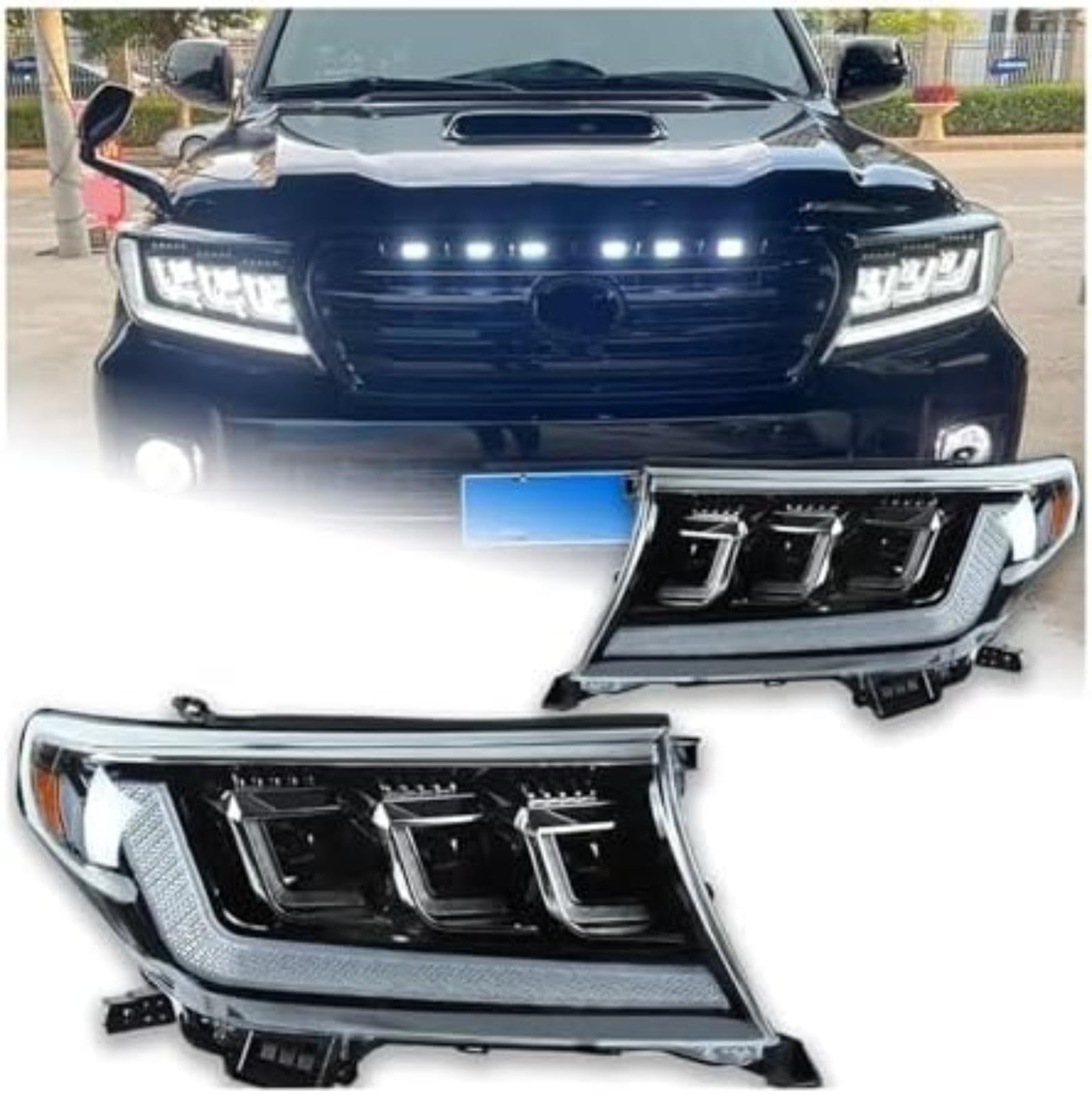 Dla TOYOTA, dla Land Cruiser Lc200 2008-2015 Car Styling reflektor Drl obiektyw projektora przednie lampy samochodowe reflektor włączony kierunkowskaz Lampka kontrolna lusterka bocznego