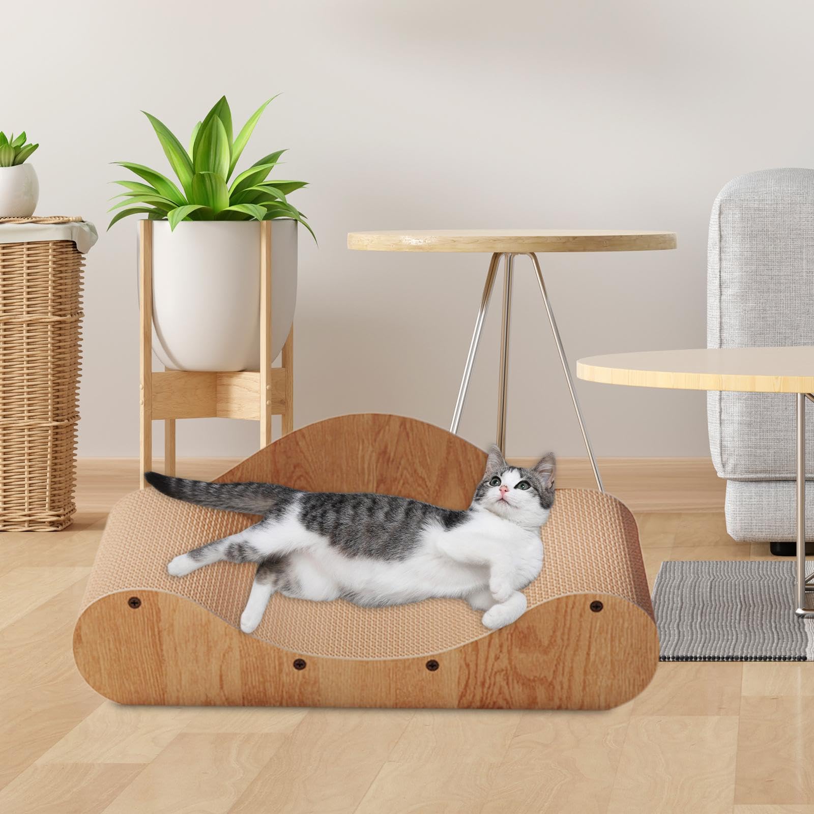 Griffoir pour Chat, Tapis en Carton, Espace de Couchage, Protection Interactive pour Canapé, Design Attrayant, Convient Aux Petits Chats, 70x29x21cm