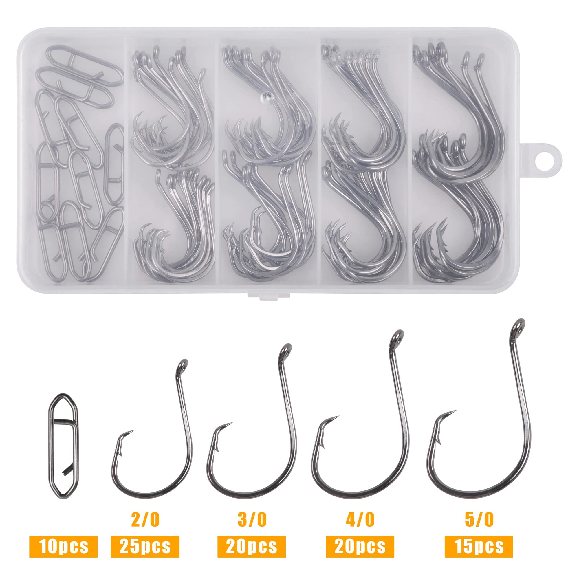 Hameçons de pêche au poulpe série 7385, en acier à haute teneur en carbone, à cercle unique, pour carpe barbelée, 25 pièces, 1/0-10/0  18