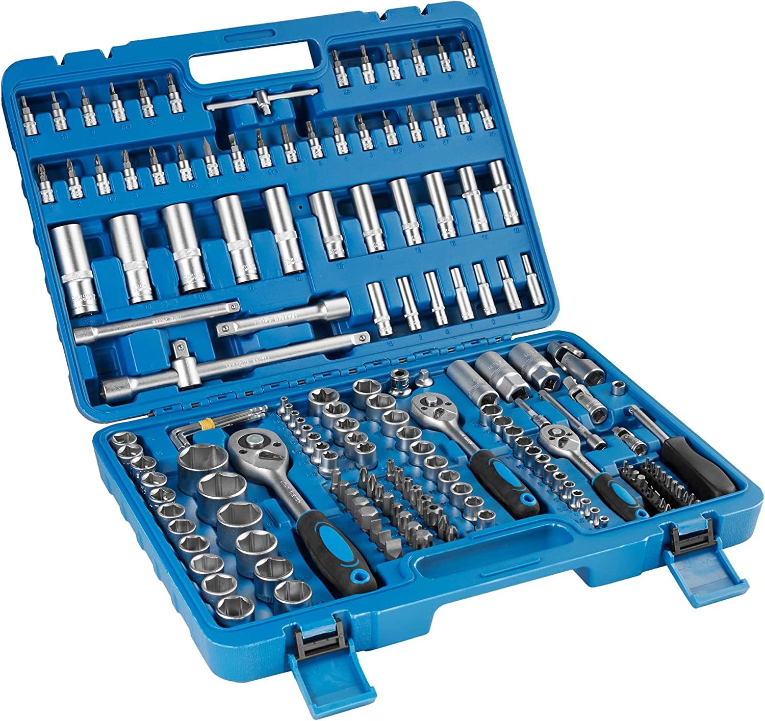 Set Chiavi a Bussola Valigetta chiavi a cricchetto assortimento attrezzi 171 pezzi bussola con Attacco misto 1/4", 3/8" e 1/2" per Riparazione Auto Strumenti di Installazione per la Rimozione