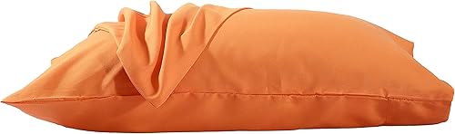 Miniatura 3 de EvoLive Juego de 2 fundas de almohada de microfibra cepillada ultra suave con cierre de sobre (tamaño estándar de 20 x 30 pulgadas, color naranja)