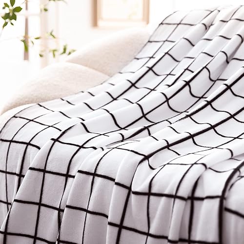 Miniatura 3 de Bertte - Cobija aterciopelada, ultraafelpada, muy suave, con decoración de rayas, para cama tamaño queen