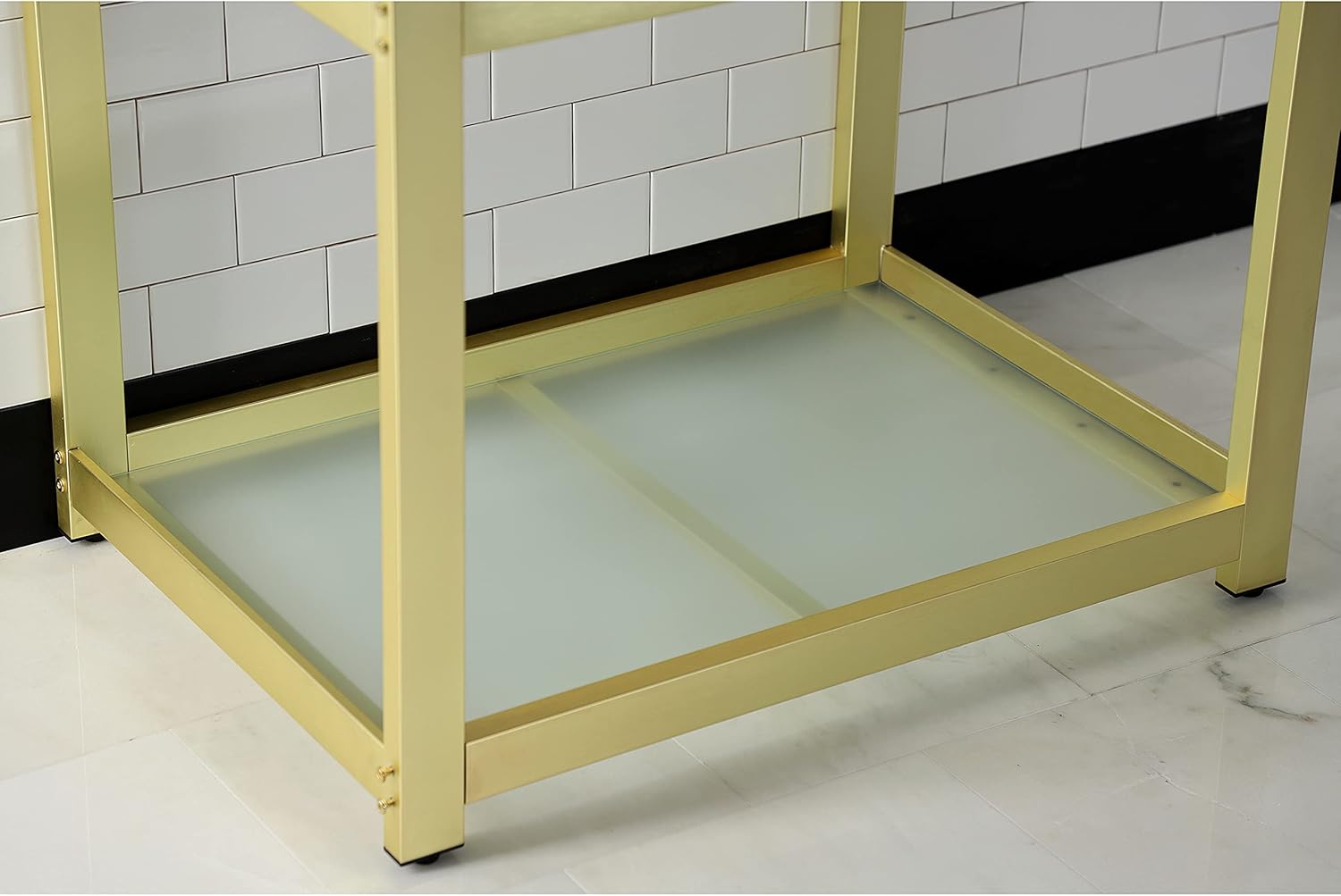 Kingston Brass VSP3122B7 Fauceture 31-Inch x 22-Inch Steel Console Sink Base with Glass Shelf, Brushed Brass