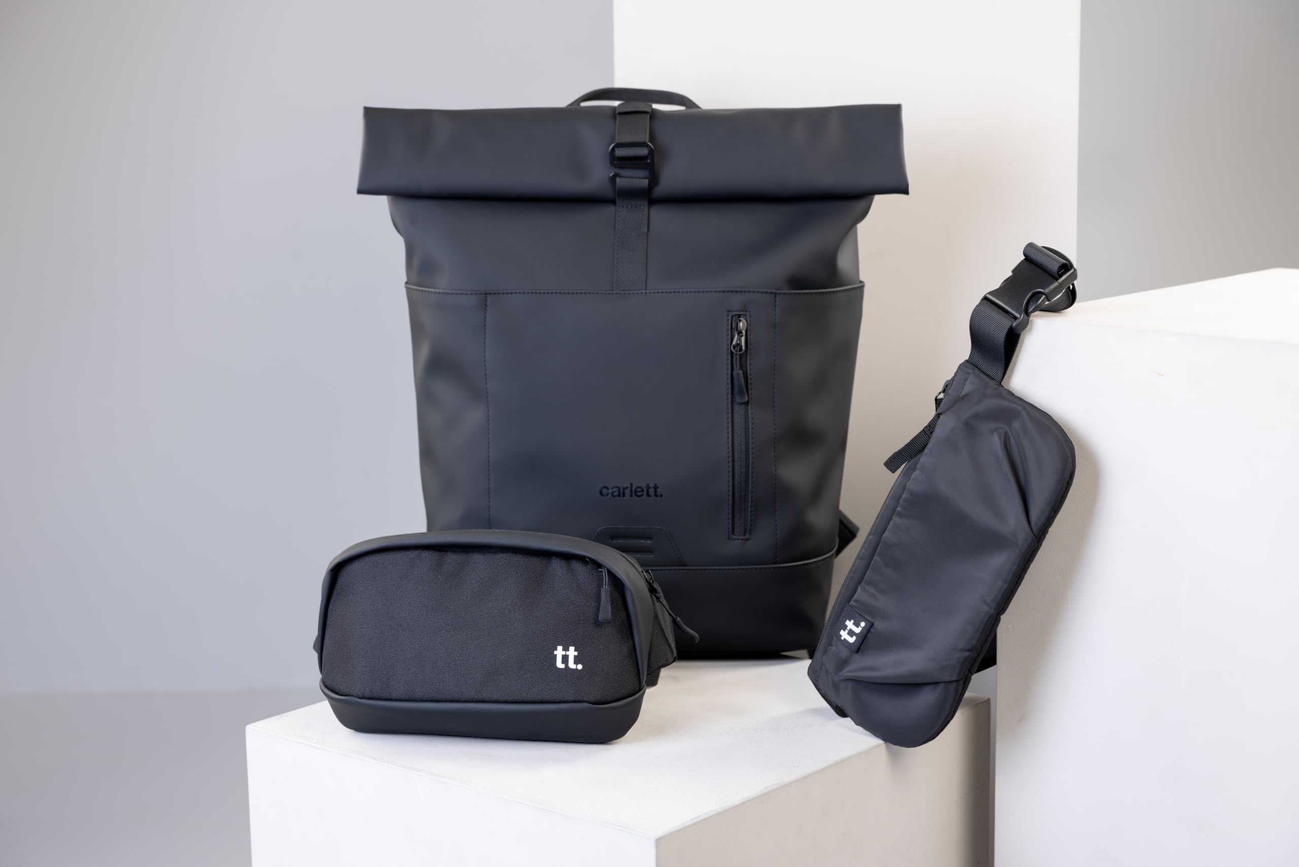 Carlett - Riñonera | Impermeable y Compacta | Diseño Unisex en Color Negro | Ideal para Hombre y Mujer | Riñonera Pequeña y Funcional para Uso Diario