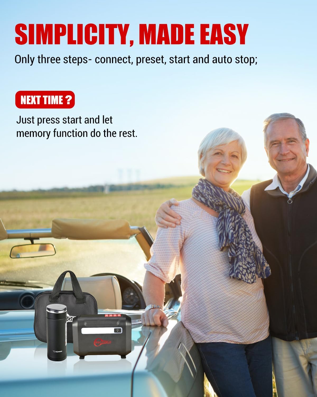 Tire inflator connected to a car tire, showing rapid inflation