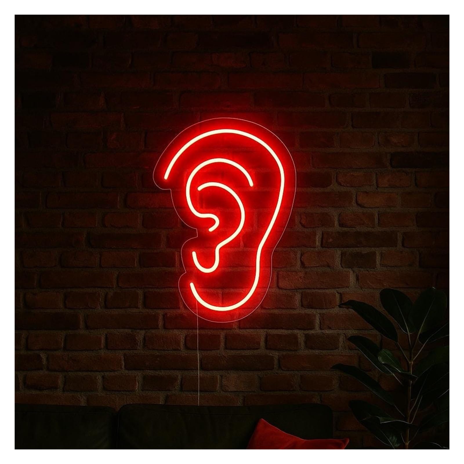 Shouxi C Sign Lamp Ear Neon Sign, Suitable For Doctor's Office Wall Art Decor With Dimmable 38Cm