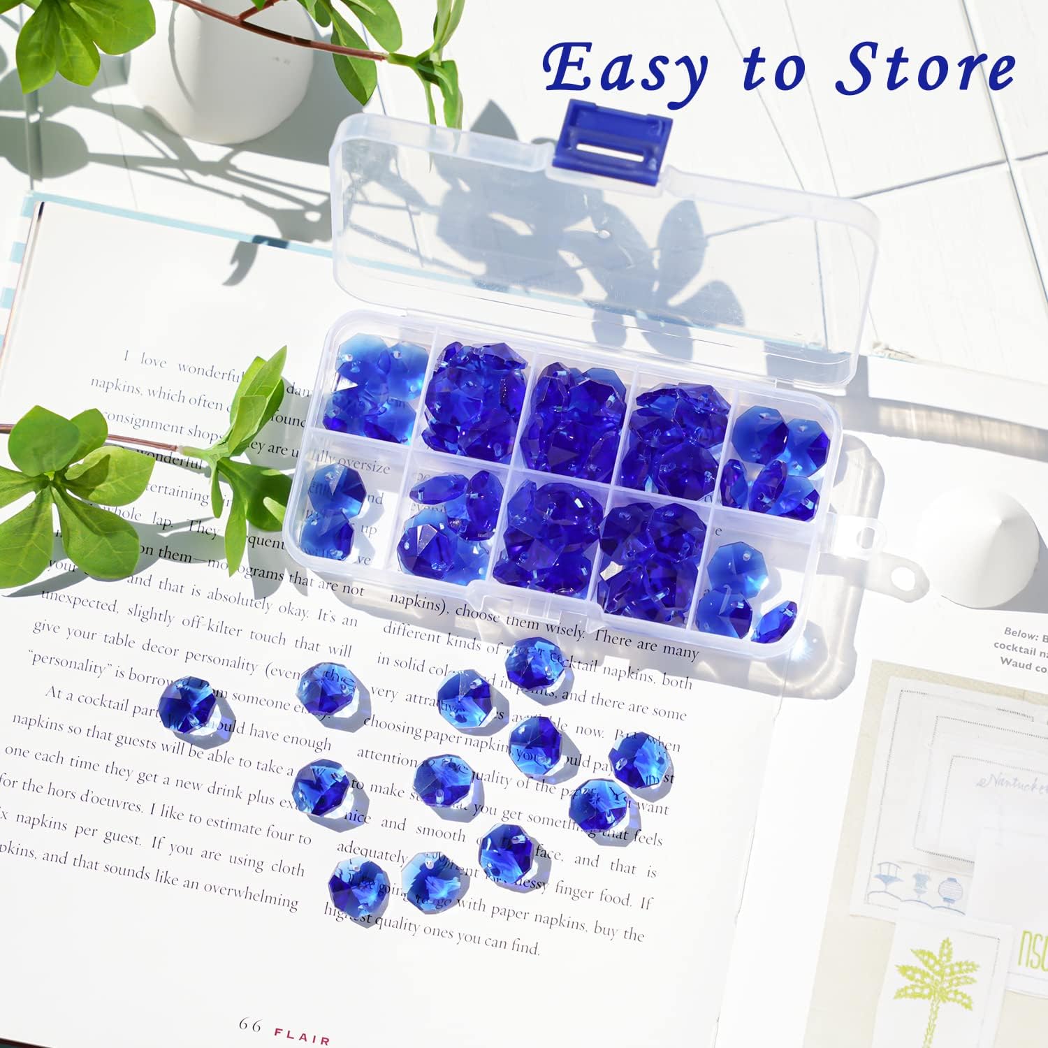 14mm 100pcs Crystal Suncatcher Octagon Beads Prisms, Ideal for Jewelry Making, Chandelier Crystals DIY Parts, Chandelier Replacements,Arts Crafts(Blue) - Image 3