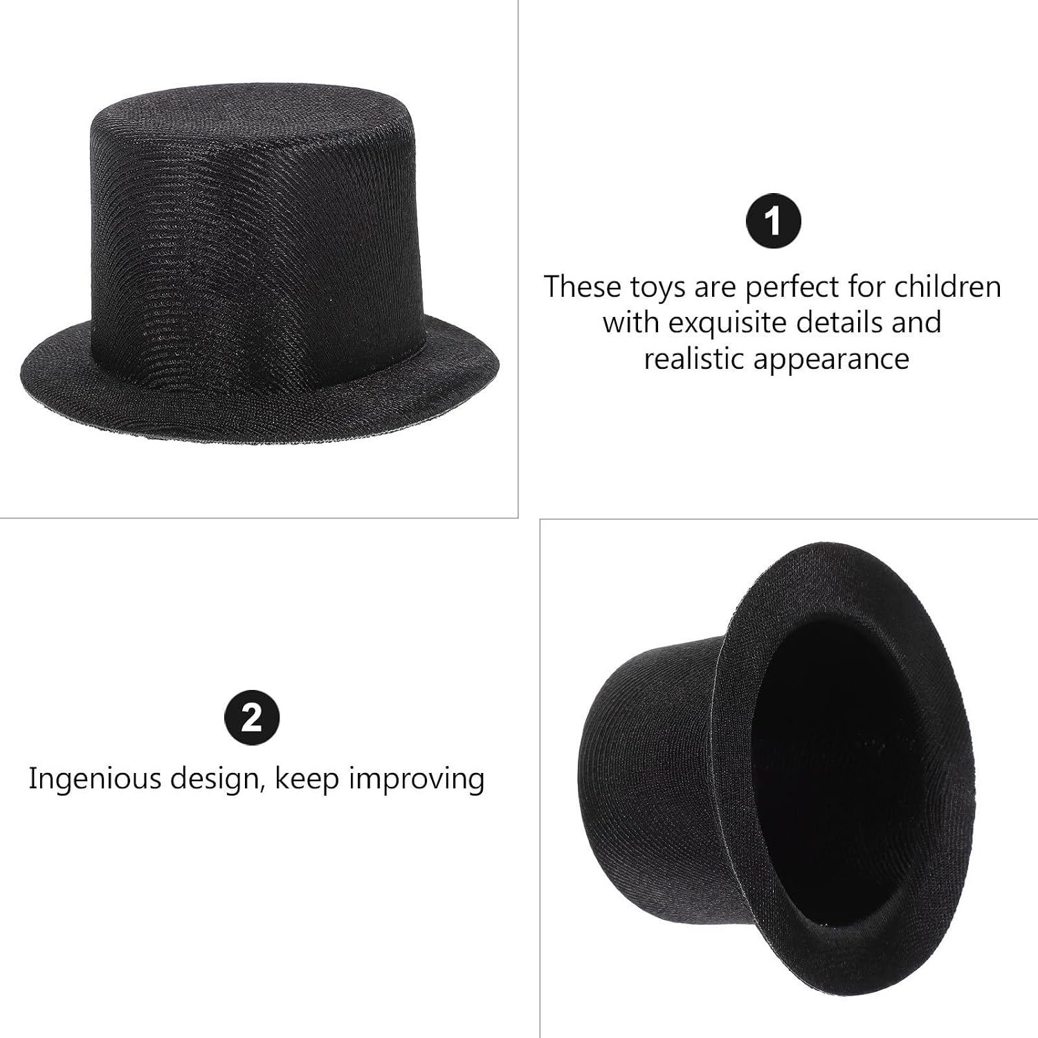 Abaodam 4pcs Mini Black Top Hats Black Snowman Hats for Crafts Diy Hair Accessories Christmas Party Decoration