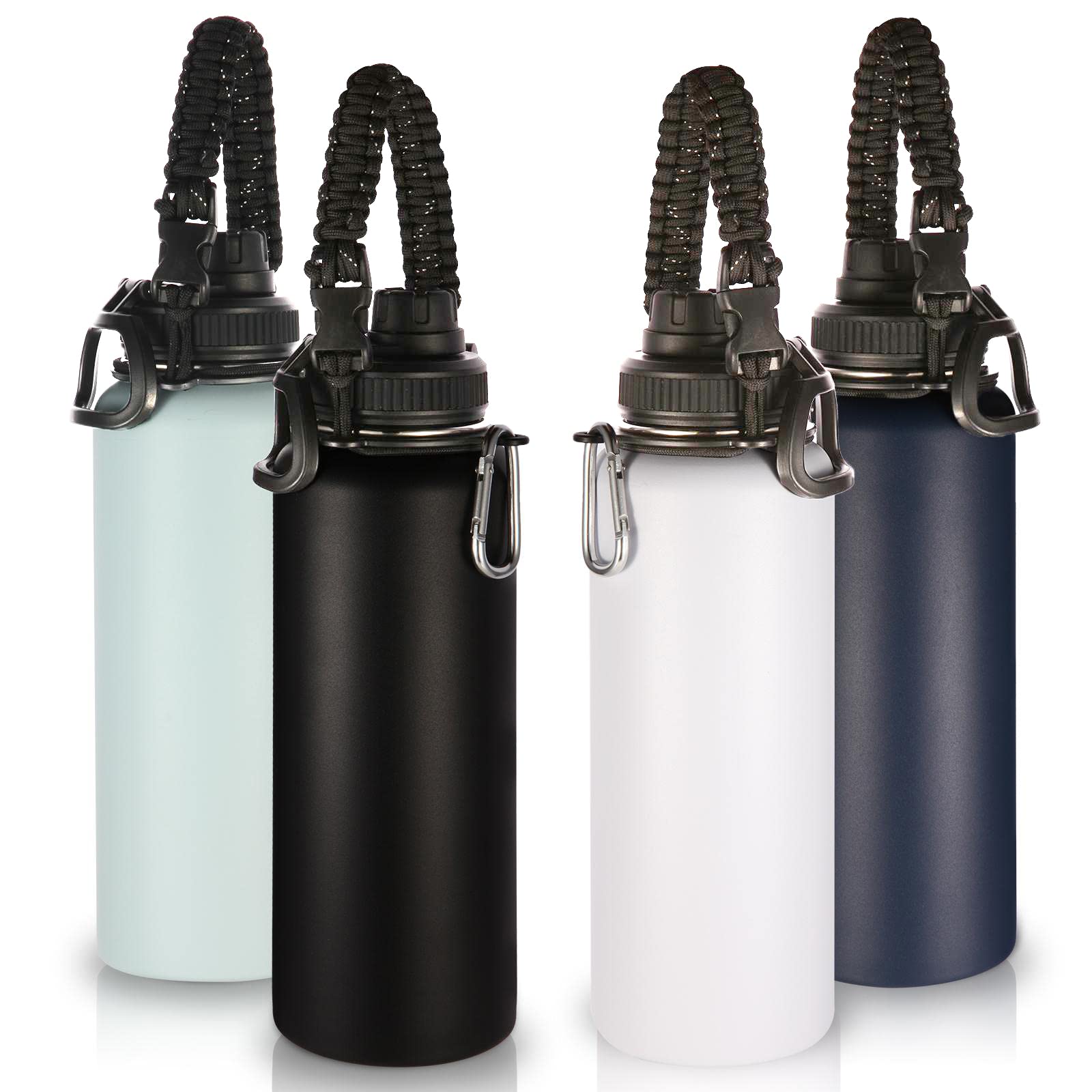 Volhoply 1200ml Trinkflasche Edelstahl, 1.2 Liter vakuumisolierte doppelwandige Thermosflasche mit Schraubdeckel und Griff, BPA-frei Isolierflasche für Outdoor Sport (Farbmix,4er-Set)