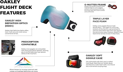 Miniatura 4 de Oakley Flight Deck MEDIUMLARGE Ski Goggles For Men For Women OO7050, OO7064 + Designer iWear Care Kit
