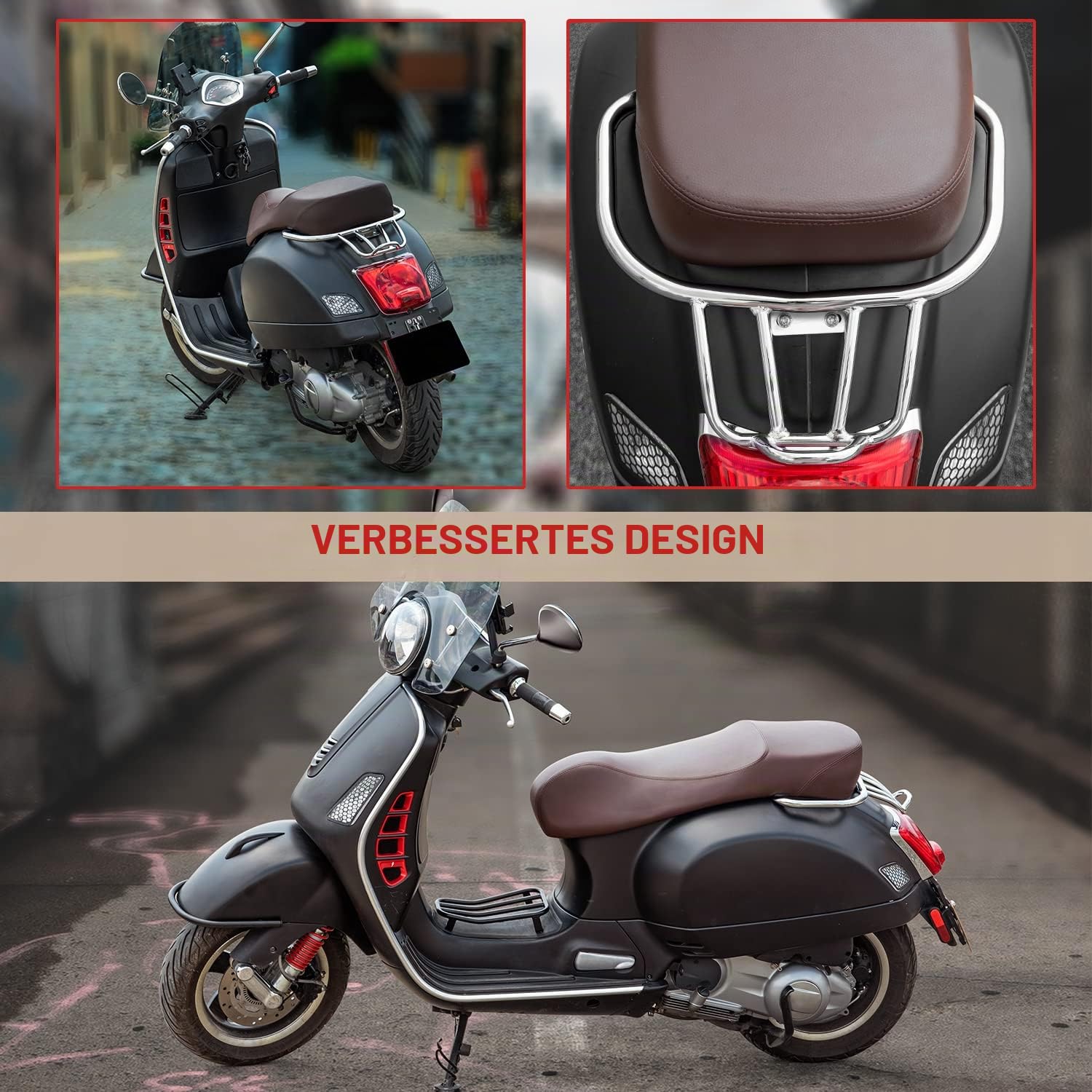 Motorrad Hinten Sportgepäckträger Regal Handlauf Armlehne Kompatibel mit GTS300 GTS250 GTV300 2008-2022 Schwarz