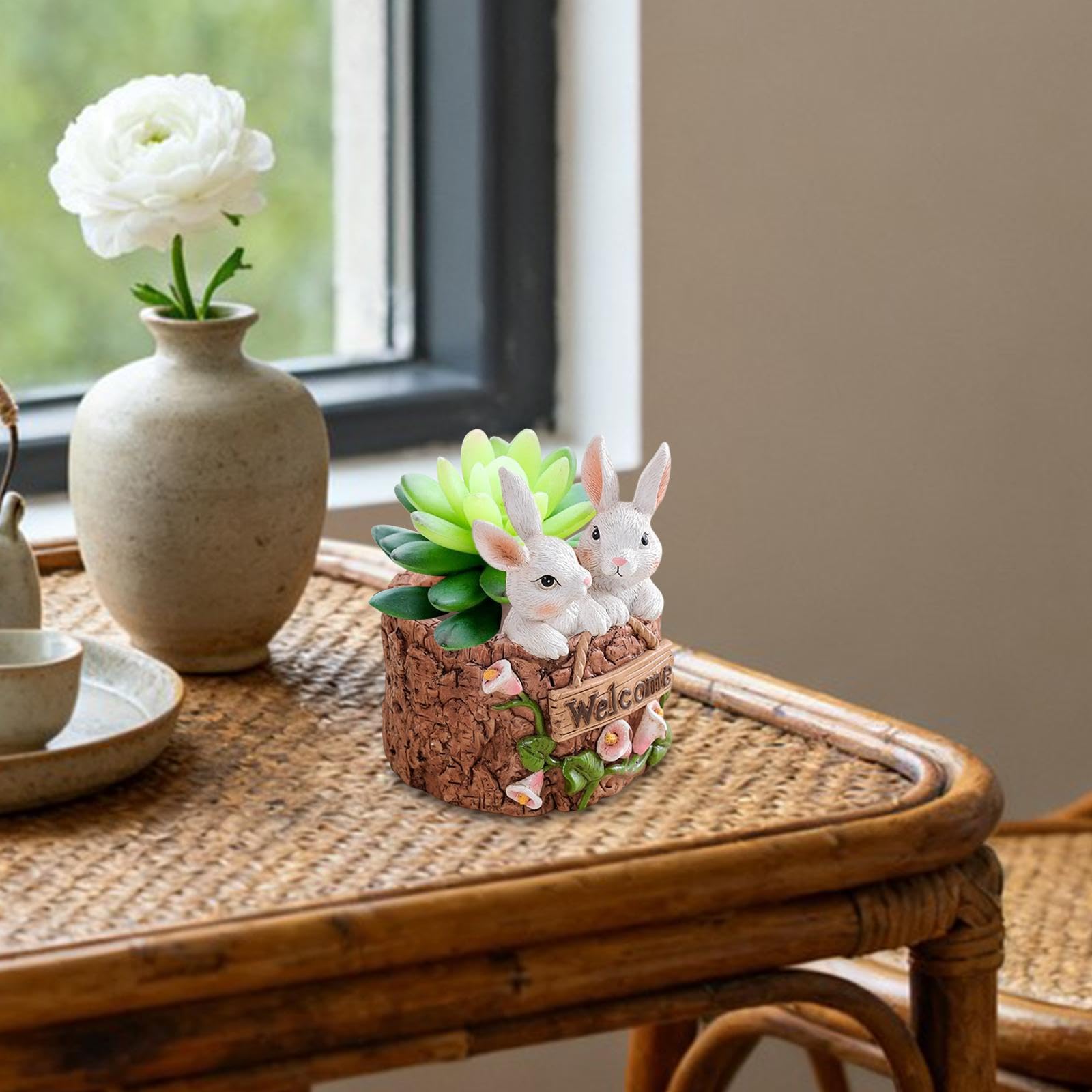 Vaso Decorativo in Resina per Piante, Ideale per Esterni, Patio.