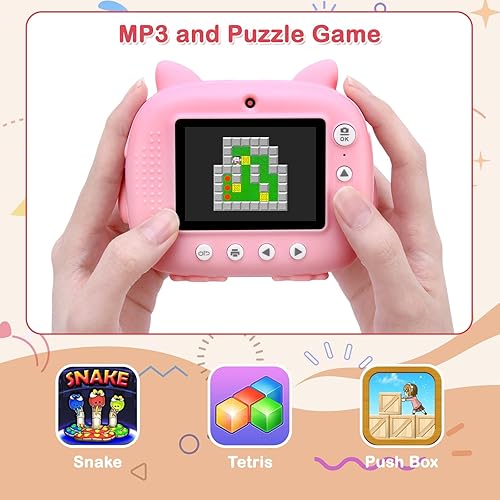 Miniatura 7 de Cámara de impresión instantánea para niños, cámara digital para niños, cámara de video 1080P con bolígrafos de color, papeles de impresión, regalo