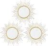 Uaussi 3 Pack Sunburst Wall Mirror Metal Wall Mounted Mirrors Bling Home Decorative Hanging Wall Art for Living Room Bedroom-Sunburst Gold