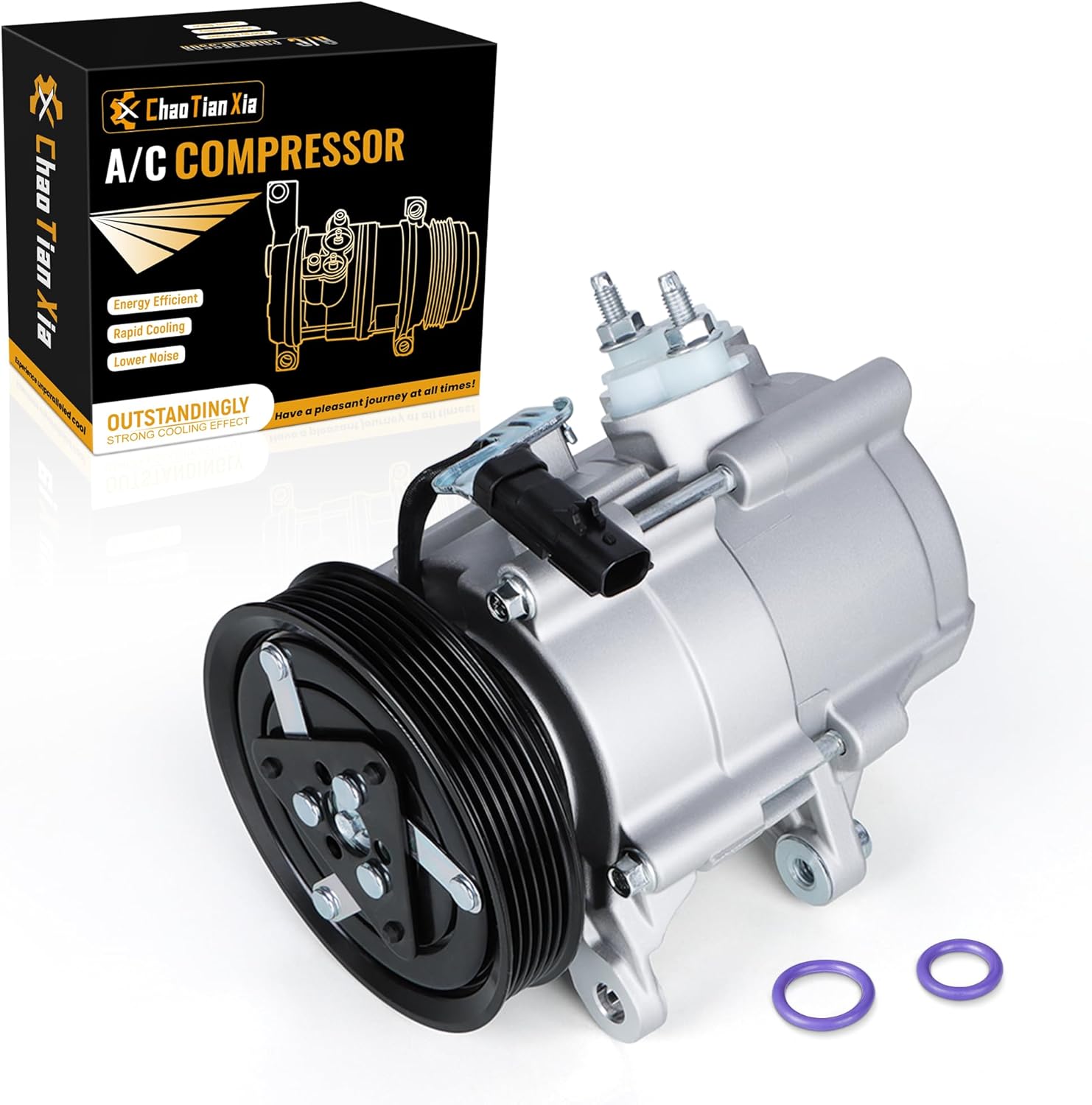 AC Compressor with Clutch Compatible with 2007-2008 Dodge Nitro 3.7L Sport Utility, 2006-2008 Jeep Liberty 3.7L Sport Utility