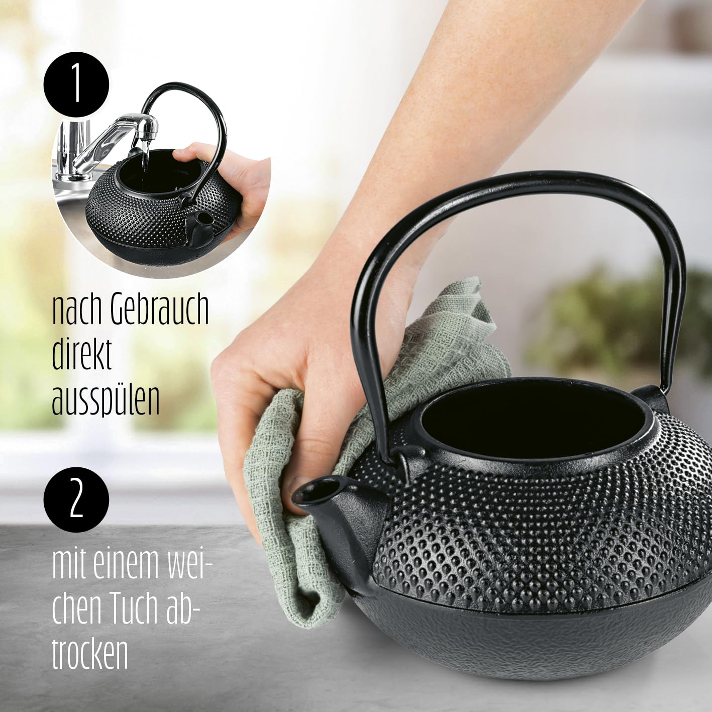Lumaland Tee Set 12-teilig | 1,4 Liter Gusseiserne Teekanne Tetsubin | Stövchen aus Gusseisen | 4 Teebecher & 4 Untersetzer | Japanisches Teeset Inkl. Bambus Dosierlöffel & Edelstahl Sieb