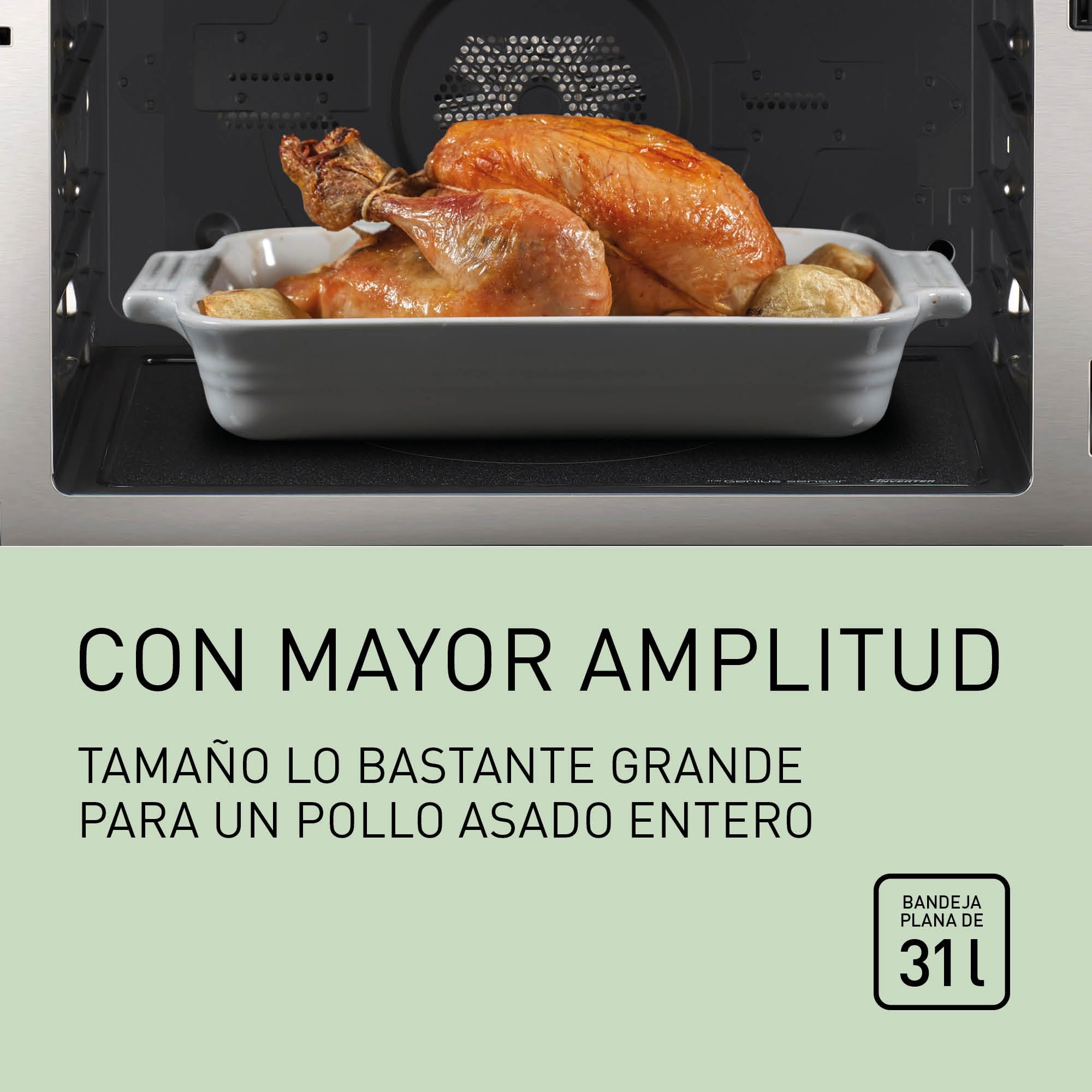 Panasonic NN-CS88LBEPG Horno combinado de vapor 4 en 1 con vapor, microondas, grill y convección, Tecnología Inverter, 31 L, 36 Programas Automáticos, Cocción en 2 Etapas, Menú Infantil, Negro