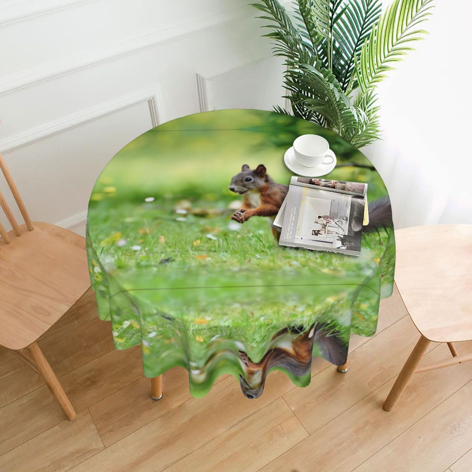hhxvcv Cute Squirrel Round Tablecloth – Dining Table Cover